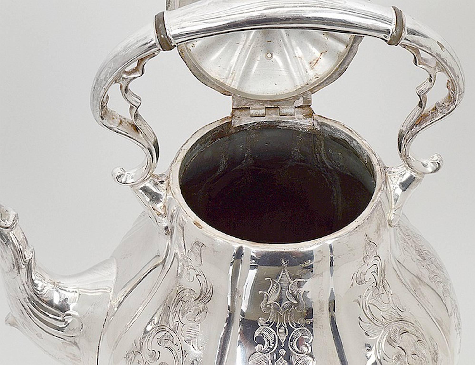 19th Century Victorian Silver Plated Tilting Hot Water Kettle on Stand