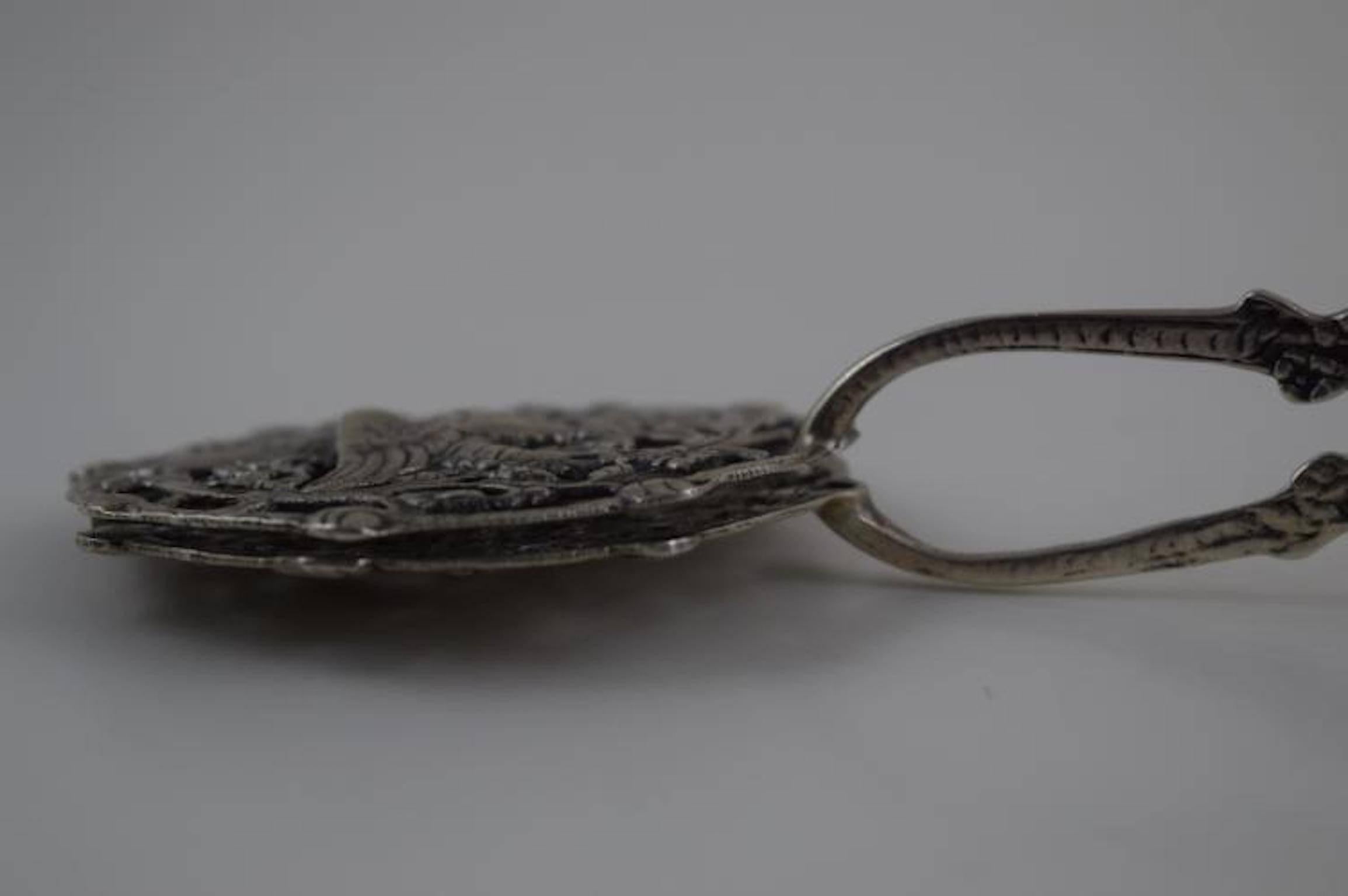 European Sterling Silver Repousse' Asparagus Serving Tongs