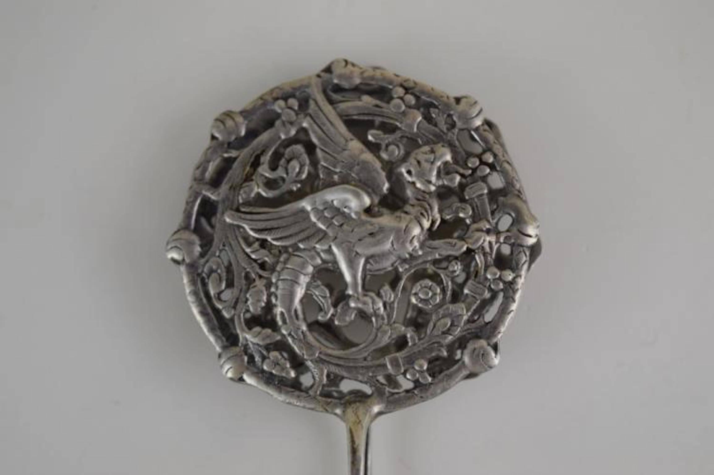 Repoussé Sterling Silver Repousse' Asparagus Serving Tongs