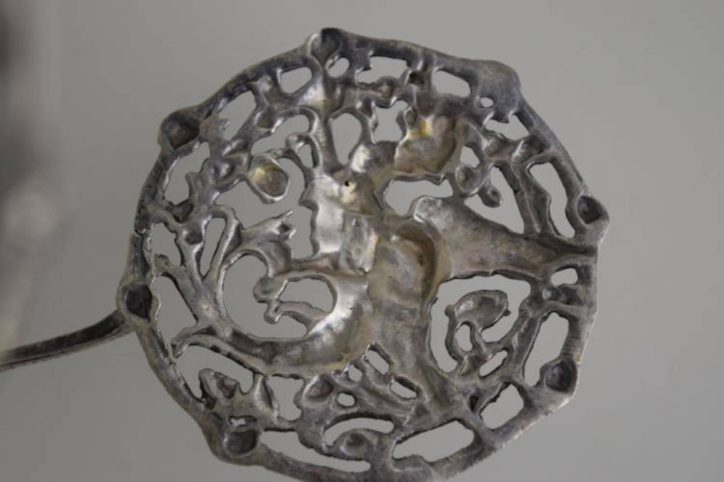 19th Century Sterling Silver Repousse' Asparagus Serving Tongs