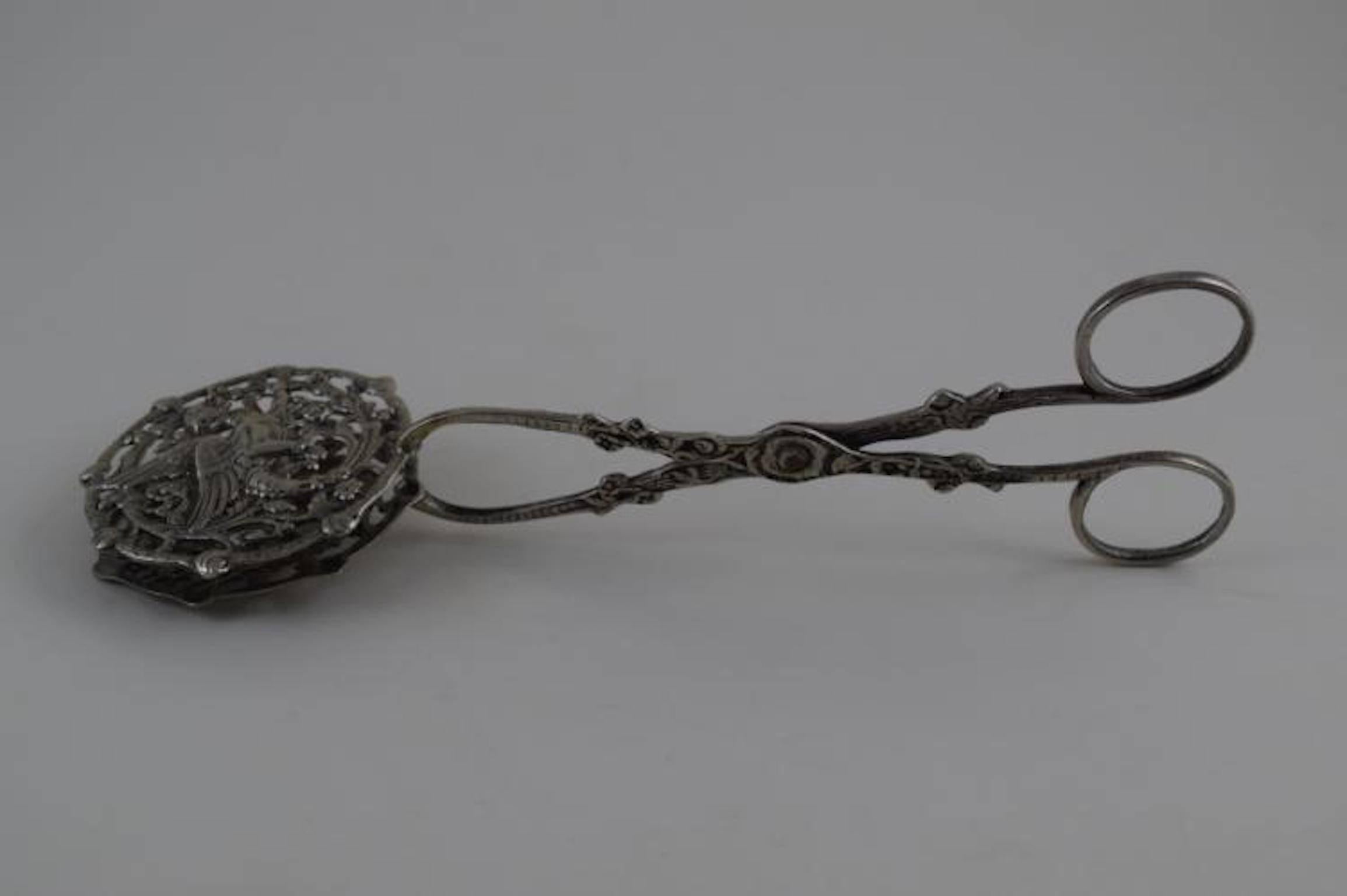 Sterling Silver Repousse' Asparagus Serving Tongs 1