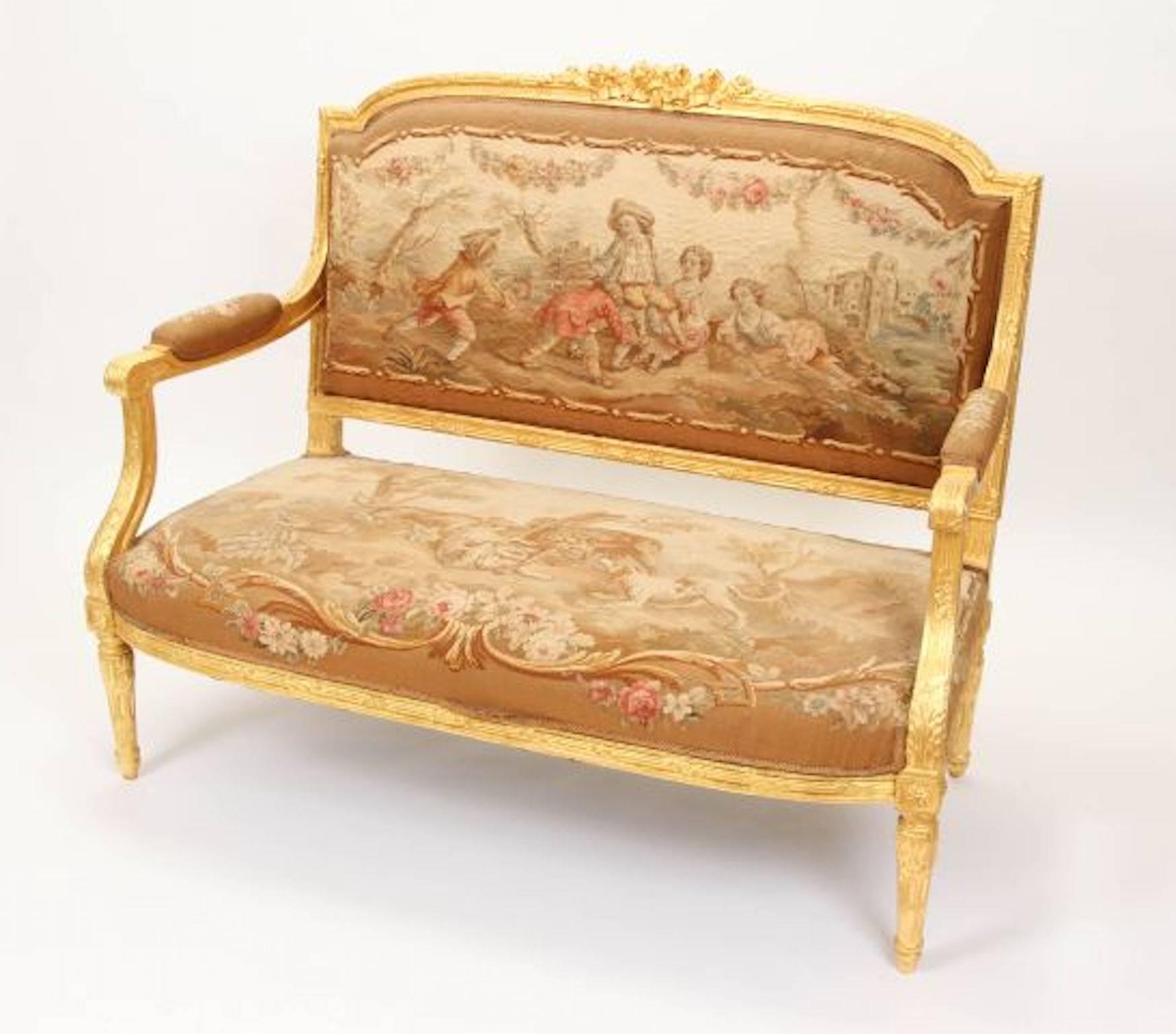 French 19th Century Louis XVI Settee For Sale