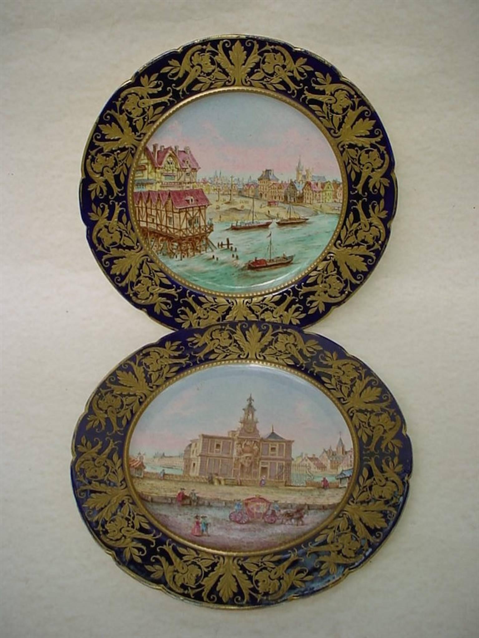 Pair of 18th Century Sevres Hand-Painted Plates In Excellent Condition In Washington Crossing, PA