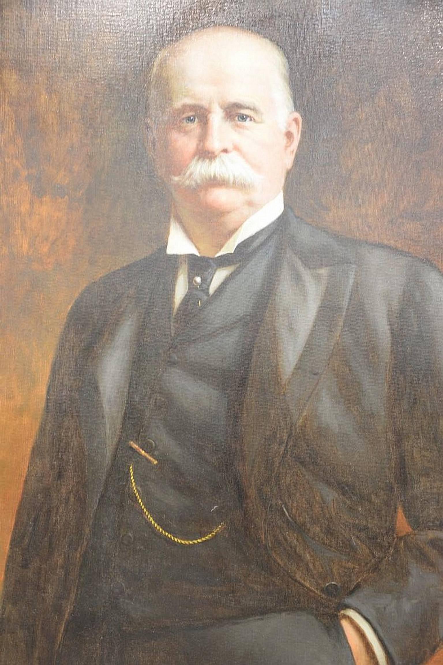 
Thomas Waterman Wood (1823-1903) 
Large Portrait of Joseph Edward Simmons (1841-1910)
oil on canvas, painted in from life in 1903 
signed lower left: T. W. Wood 1903 
plaque: J. Edward Simmons, 29th President of the Chamber of Commerce 1907,