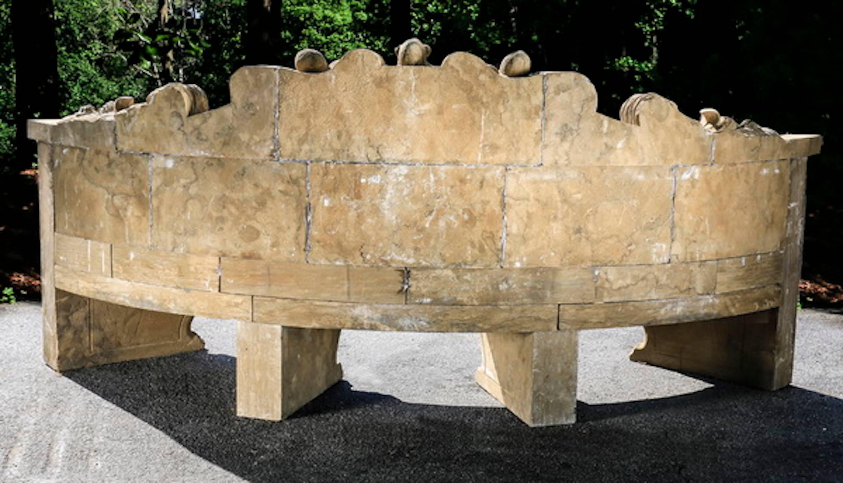 Contemporary Neoclassical Style Marble Garden Bench