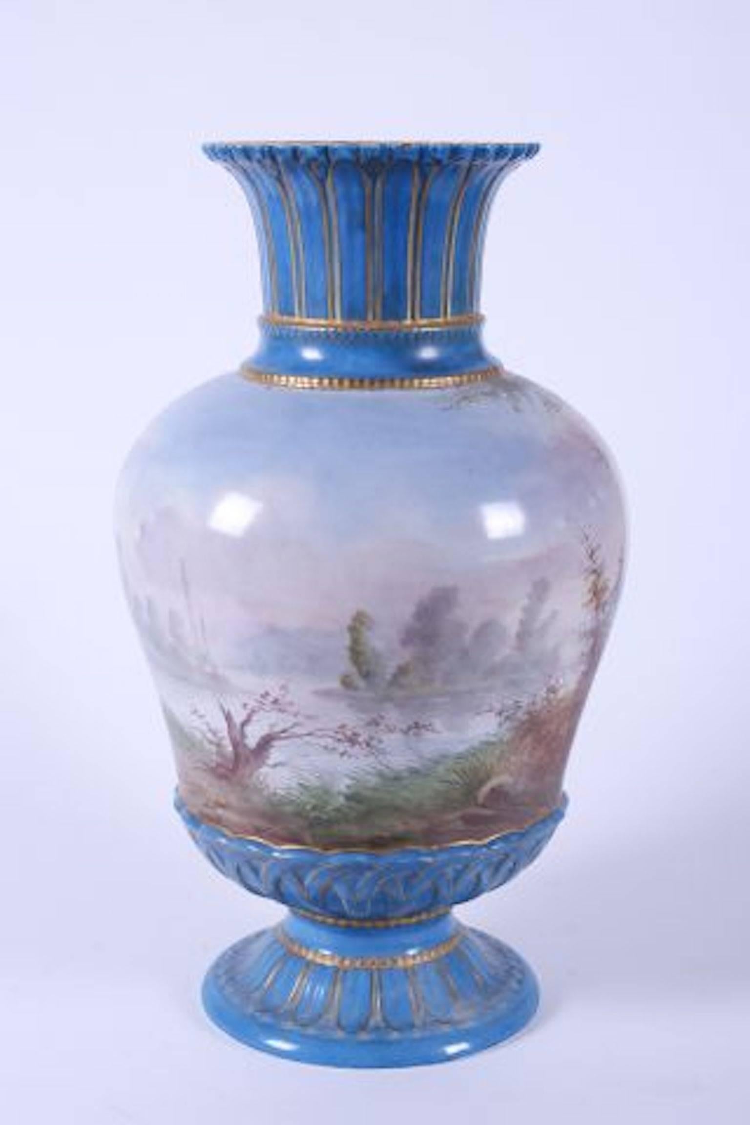 19th century large sevres style porcelain vase.