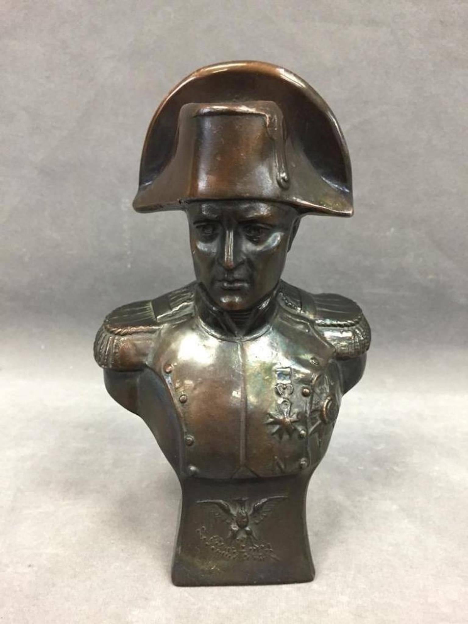 Older Italian cast bronze bust of Napoleon Bonaparte, marked 