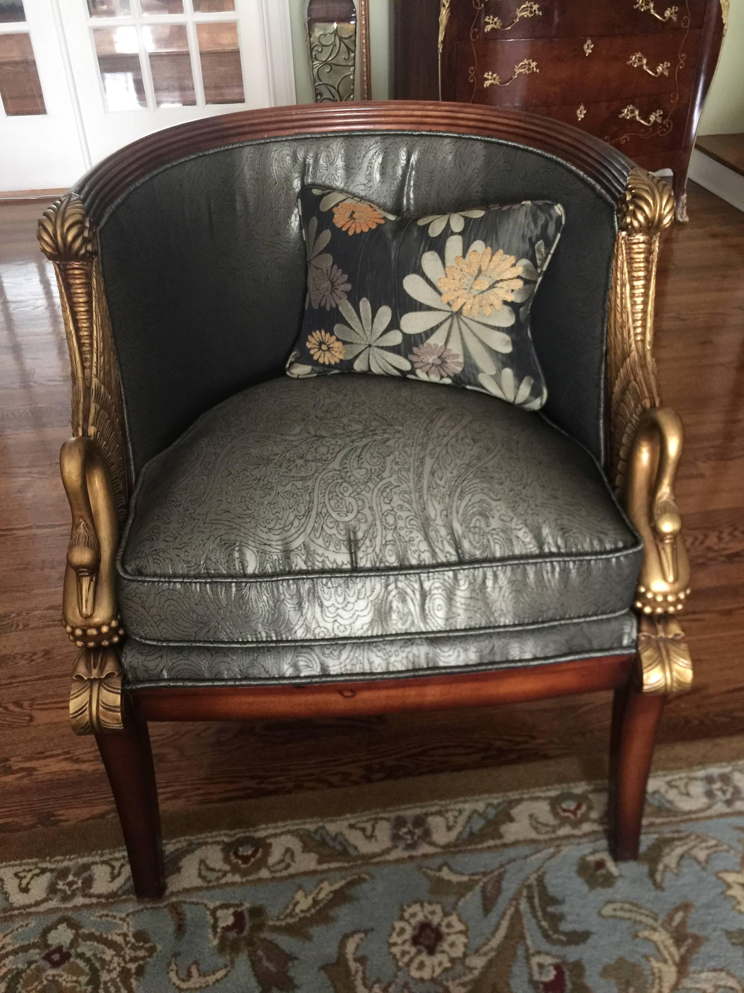 Pair of Beautiful Empire Style Chairs with Great Detail In Excellent Condition In Washington Crossing, PA