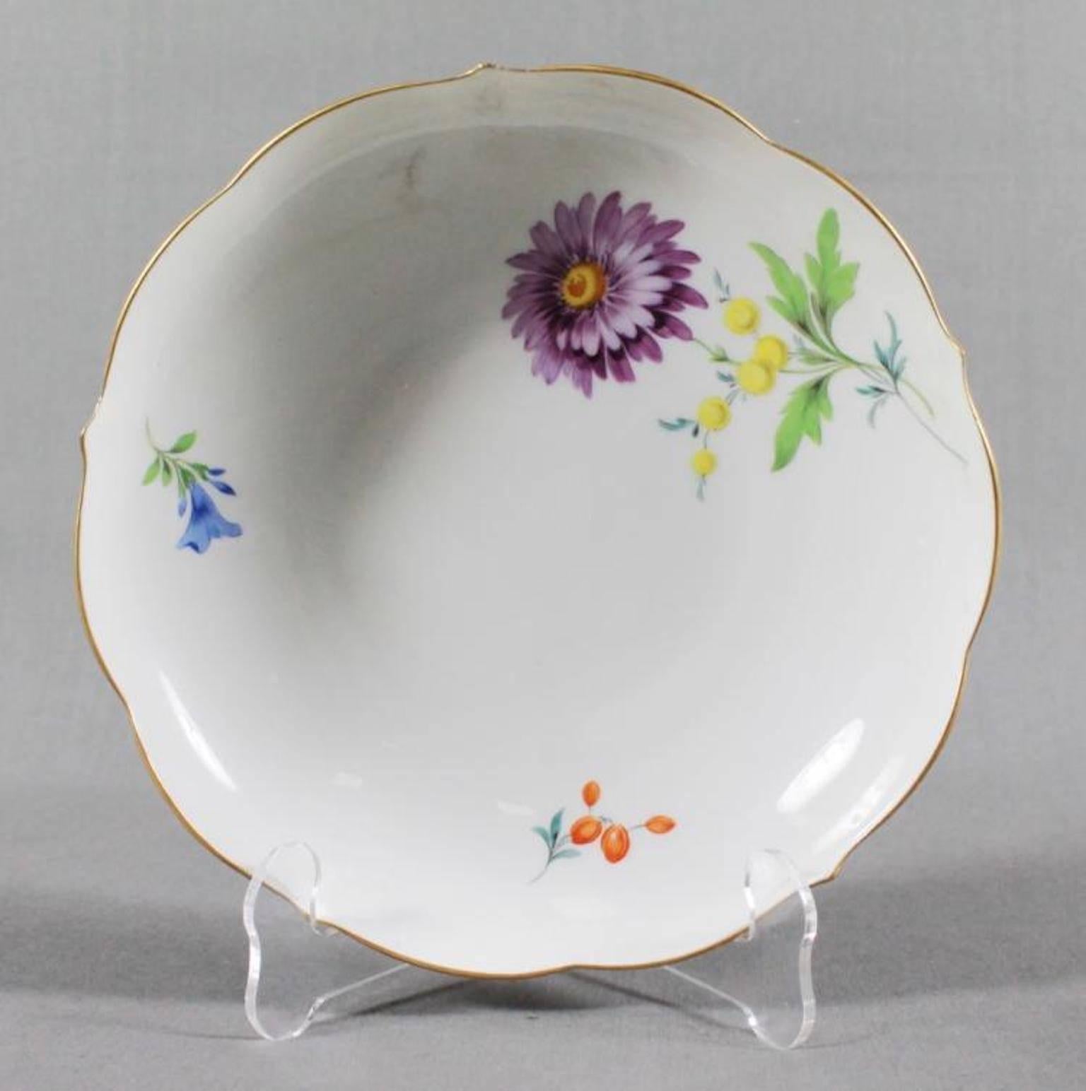 19th century Meissen cup and saucer white with flowers and gold rim

Cup measures H: 2 1/2
