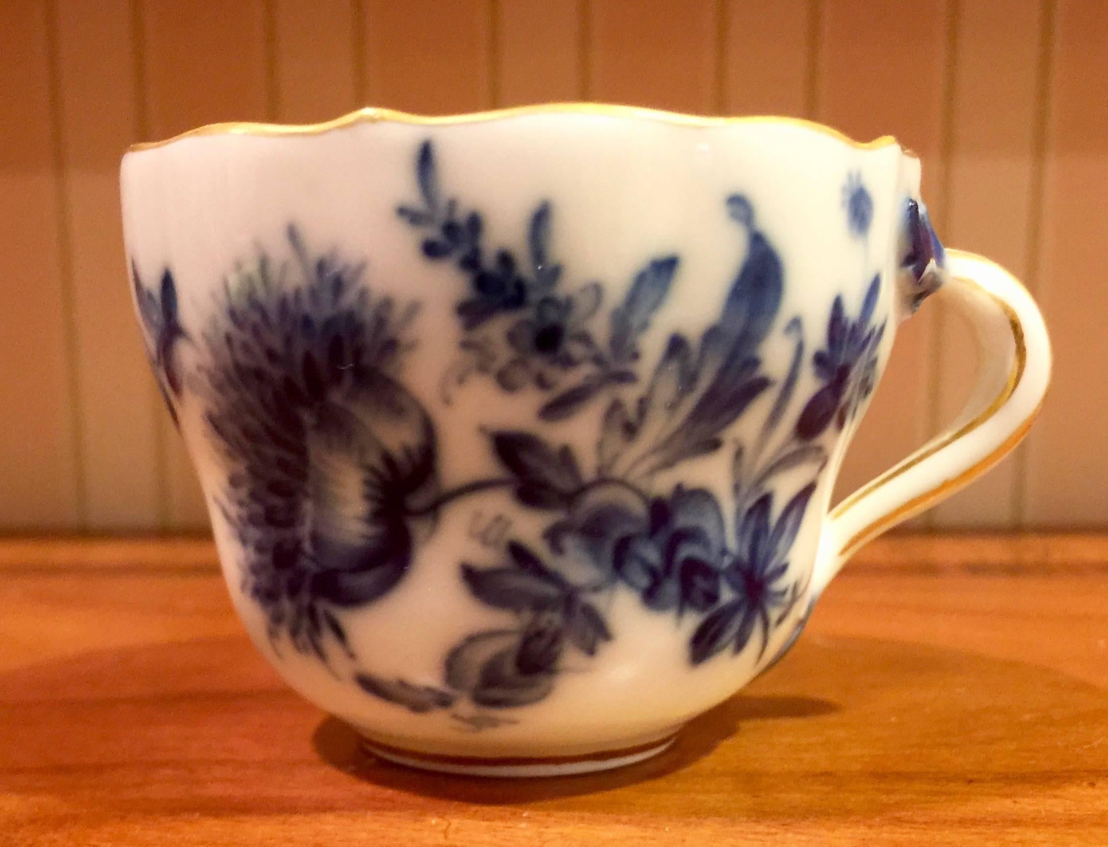 19th Century German Meissen Porcelain Cup and Saucer In Excellent Condition For Sale In Washington Crossing, PA