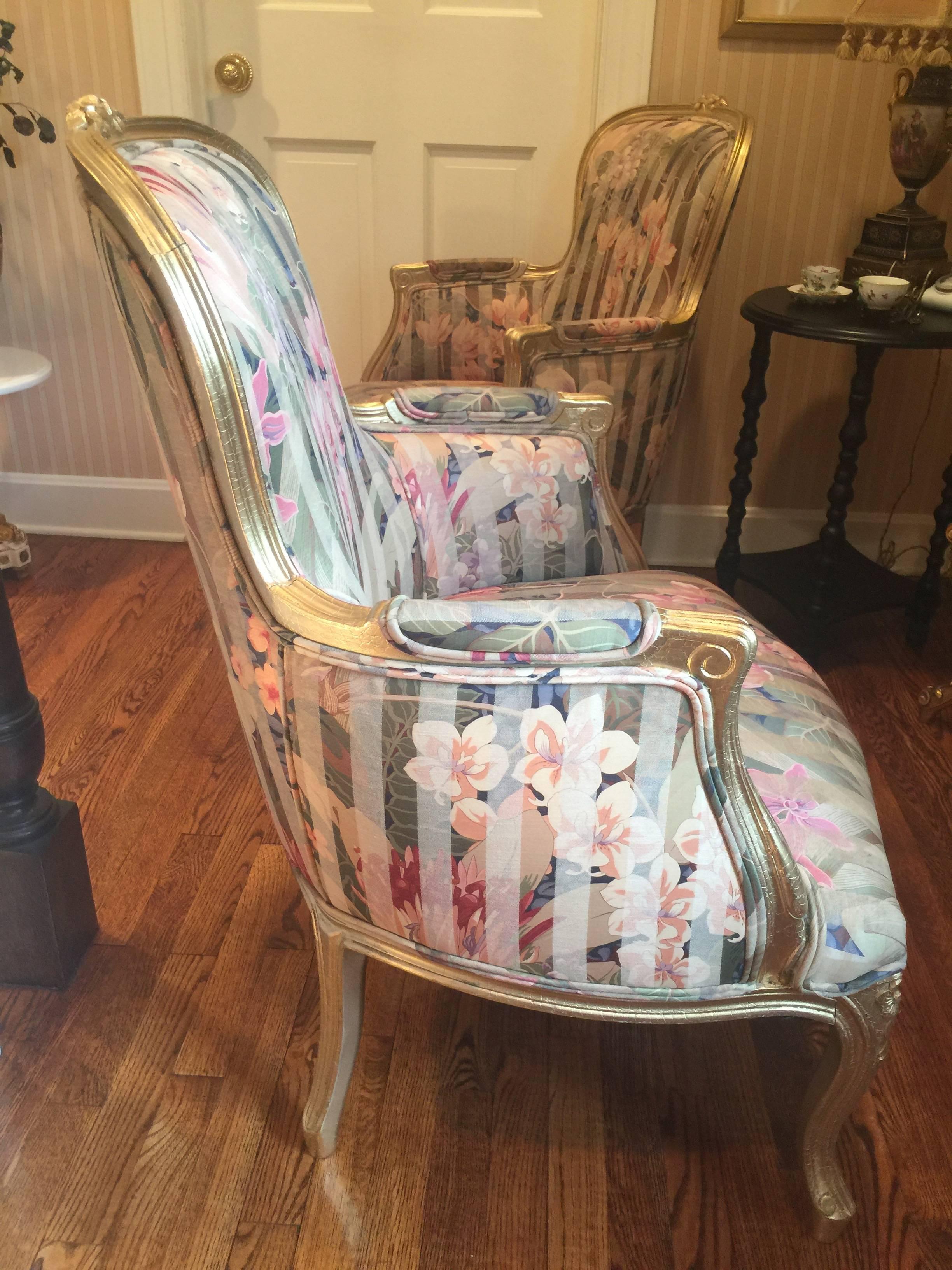 20th Century Pair of French Painted Upholstered Armchairs For Sale