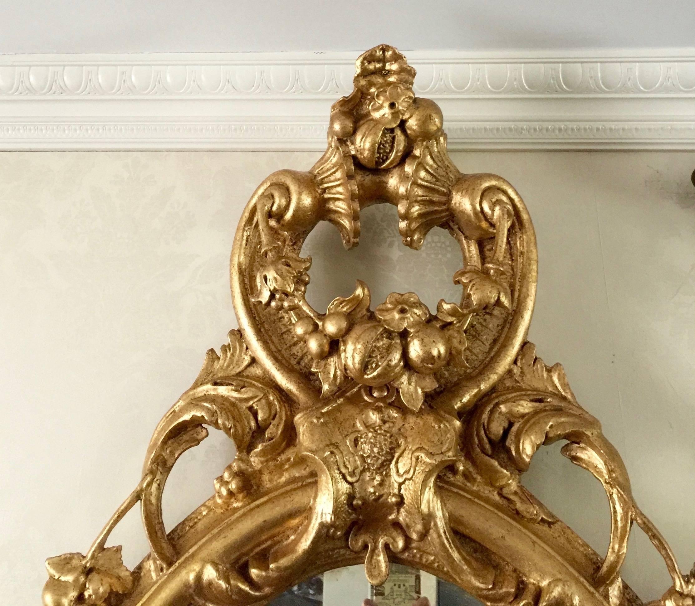 Late 19th Century Rococo Revival Wood and Composition Gilded Mirror In Good Condition For Sale In Washington Crossing, PA