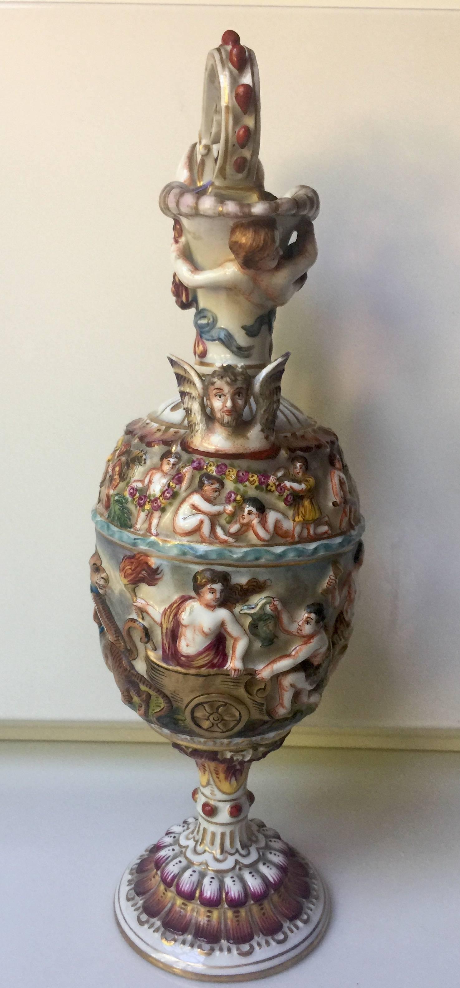 20th Century Capodimonte Porcelain Figural Ewer In Good Condition In Washington Crossing, PA