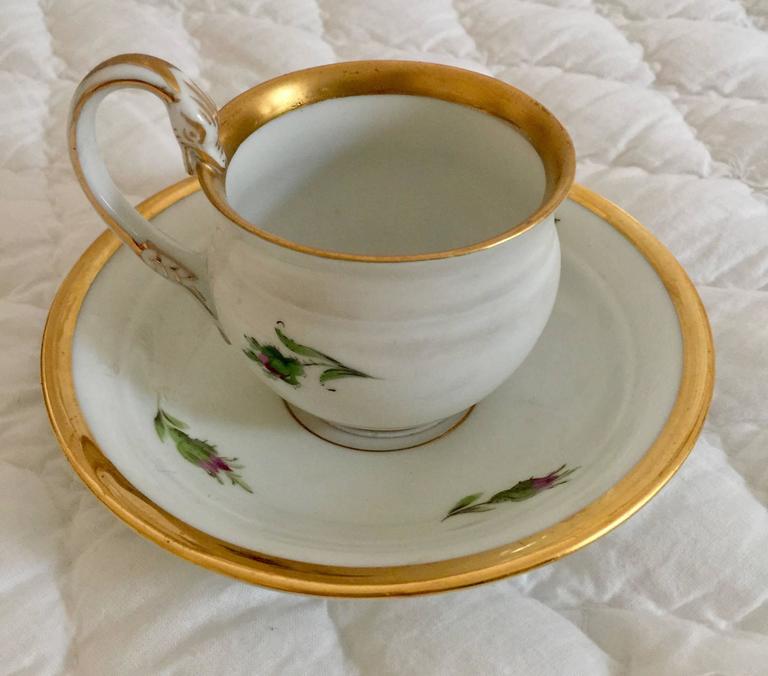 German 19th Century Meissen Porcelain Moss Rose Cup and Saucer For Sale