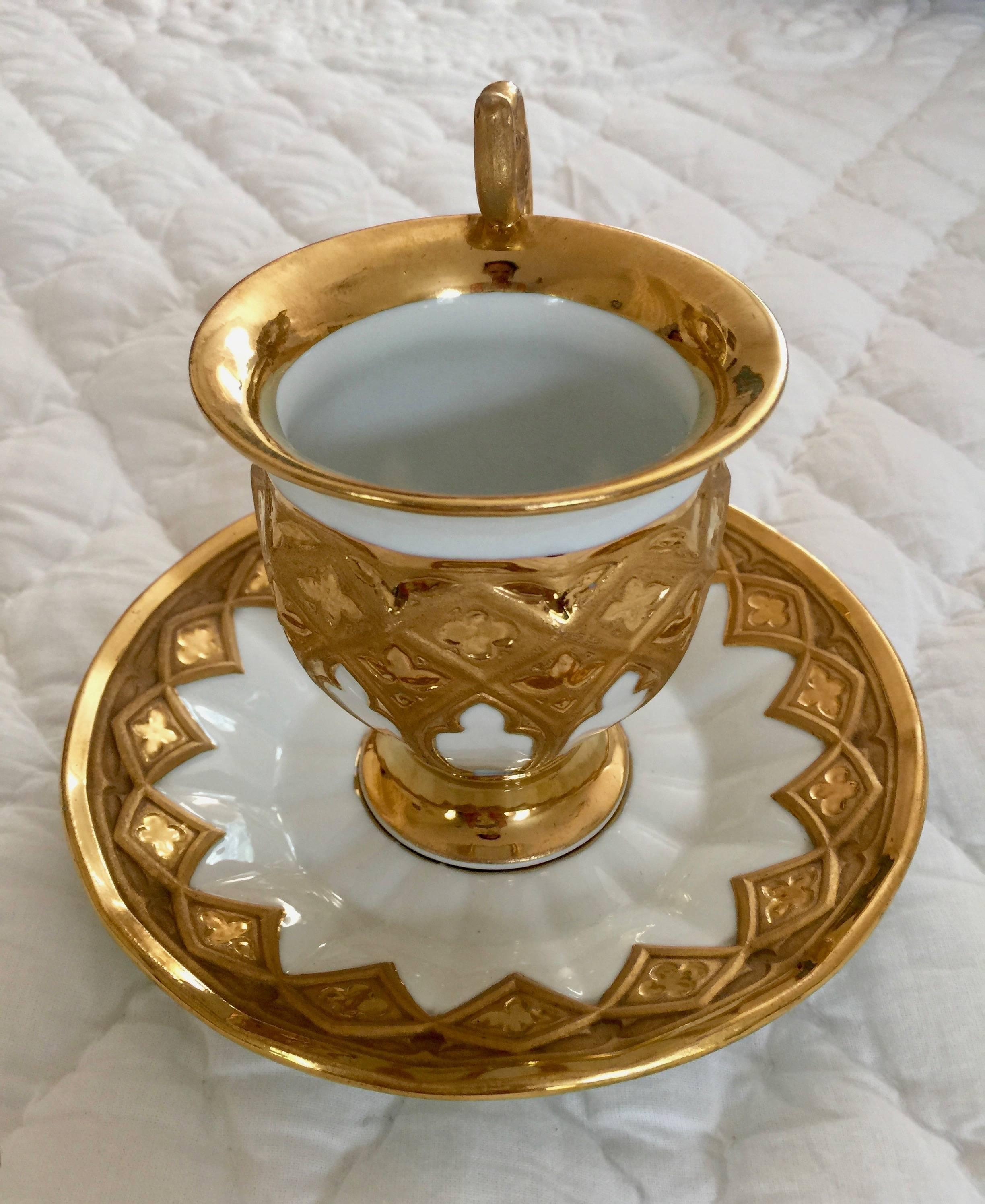 19th century antique Meissen Porcelain Gothic style cabinet cup and saucer
Gold gilded
Saucer 6