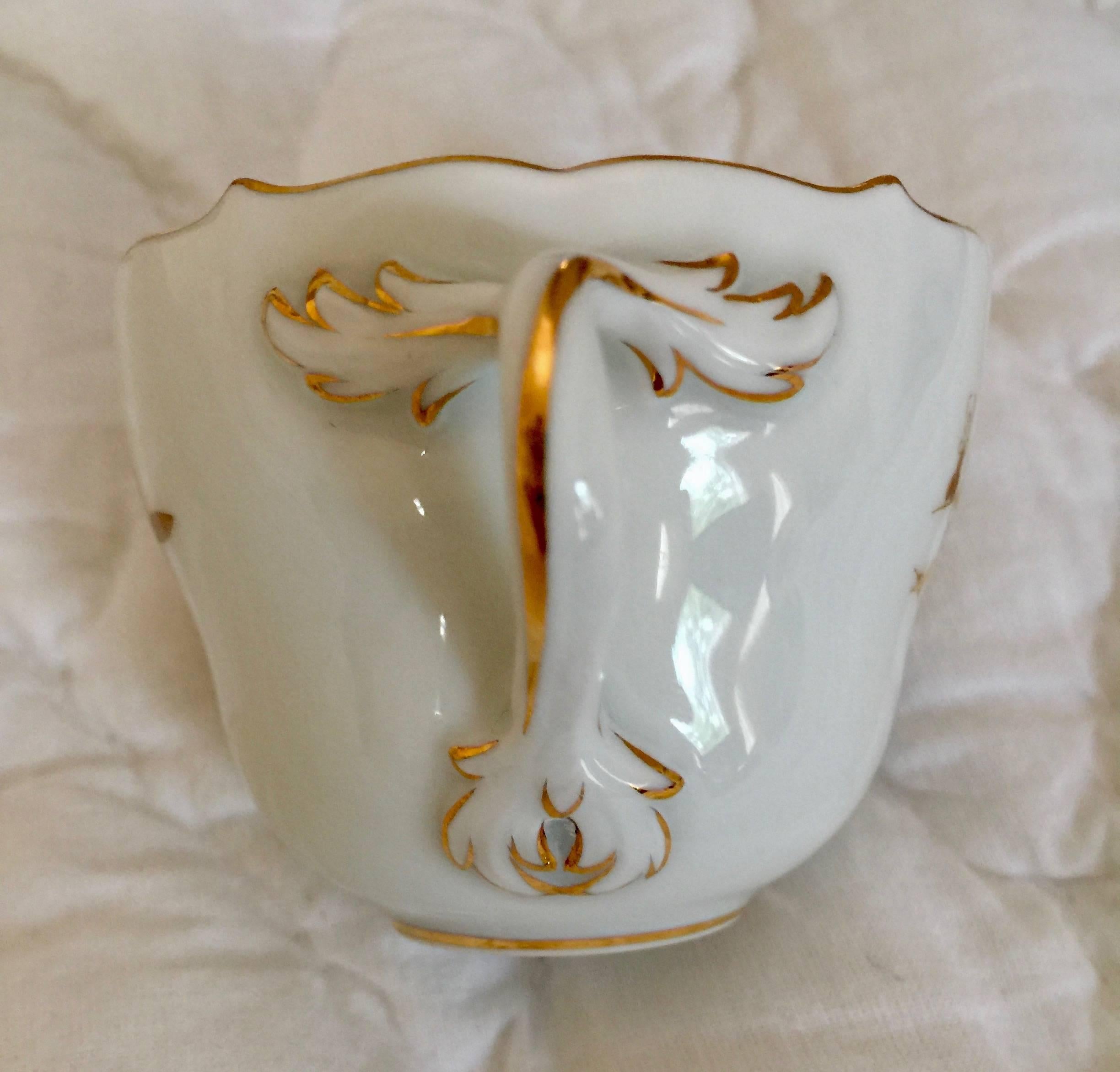 Gilt 19th Century Meissen Porcelain Scalloped Yellow Dragon Demitasse Cup and Saucer