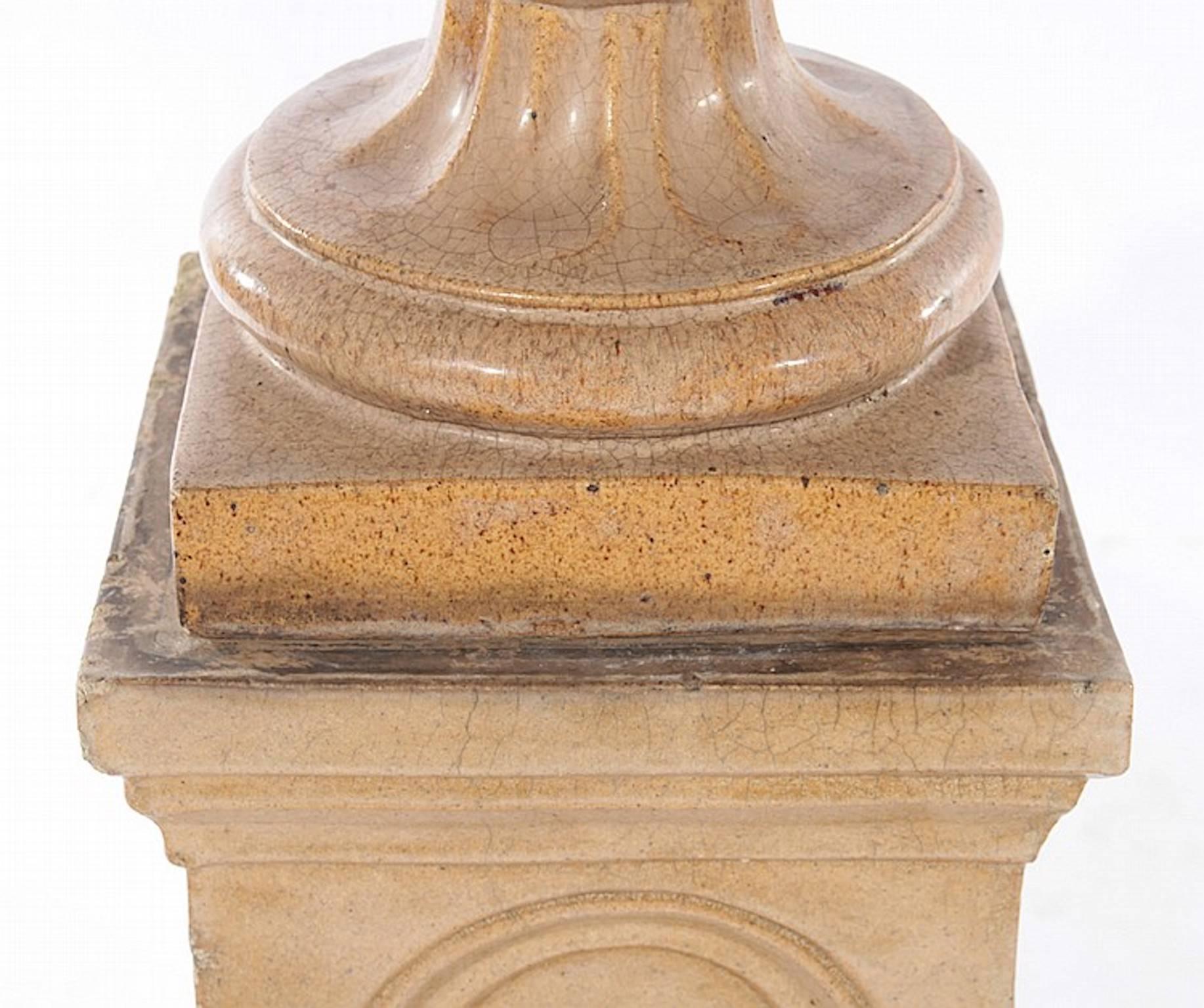 Pair of 19th Century Glazed Terracotta Garden Urns For Sale 2
