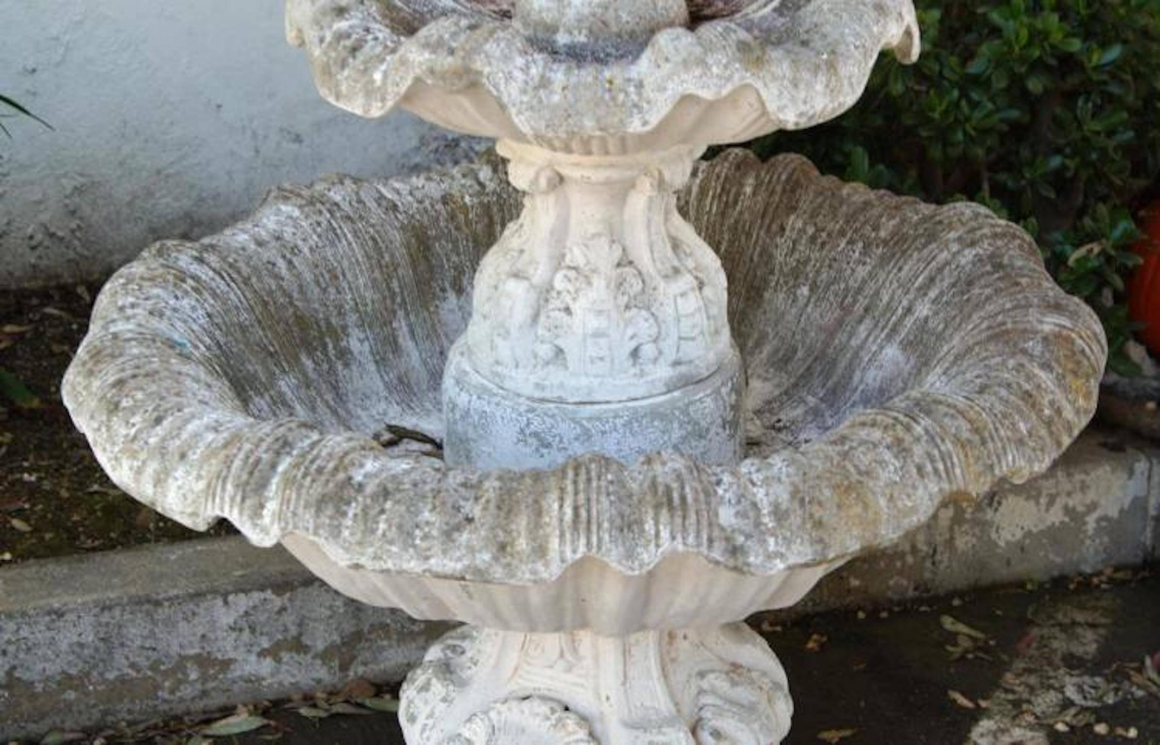 20th century concrete vintage garden fountain.