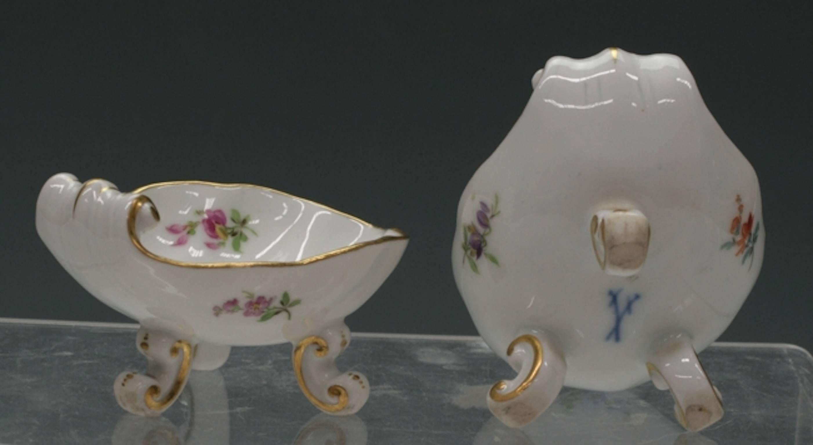 German Meissen Porcelain Tray Creamers and Footed Dishes For Sale