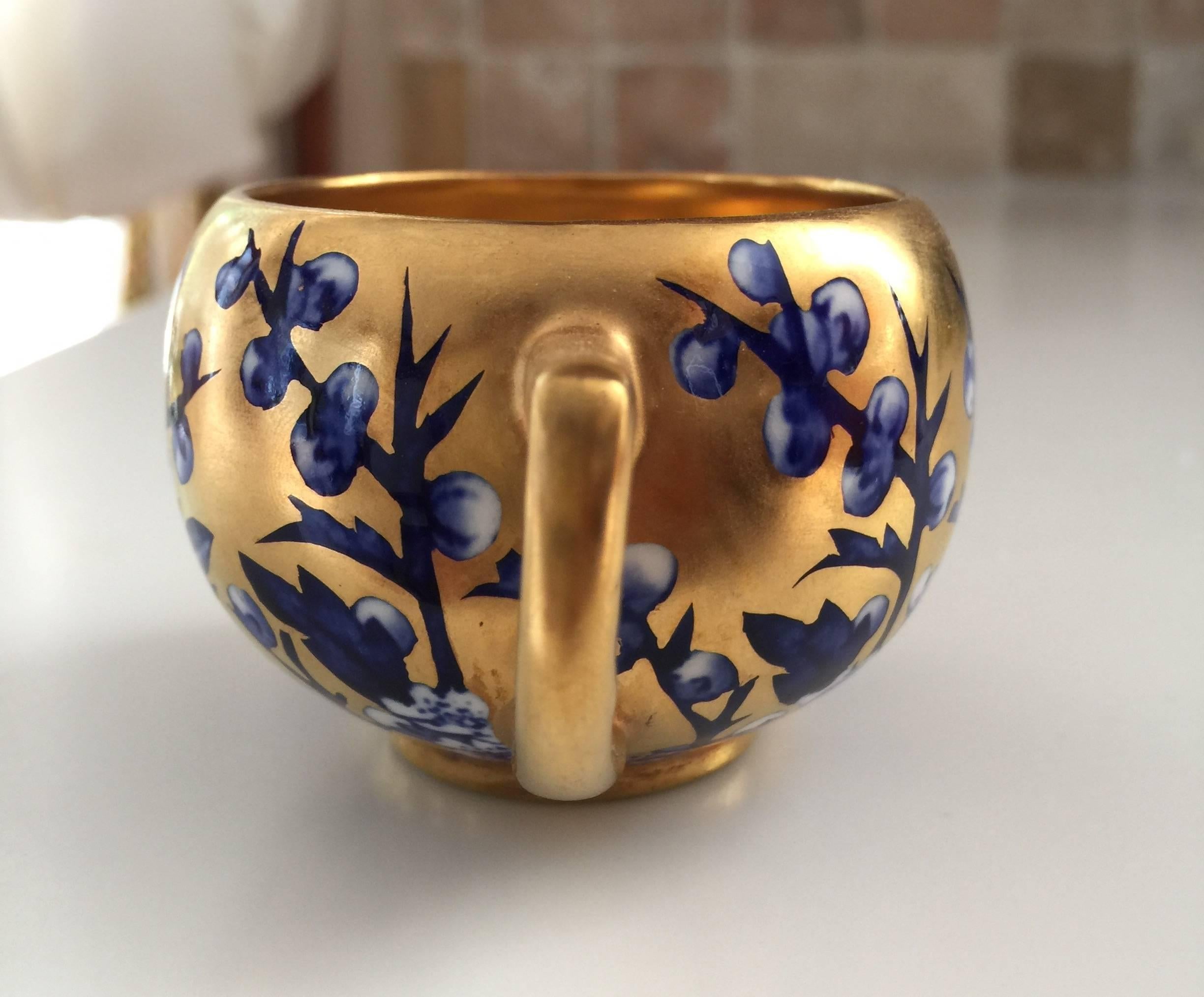 Gilt Coalport Porcelain Cup and Saucer, Mid-18th Century