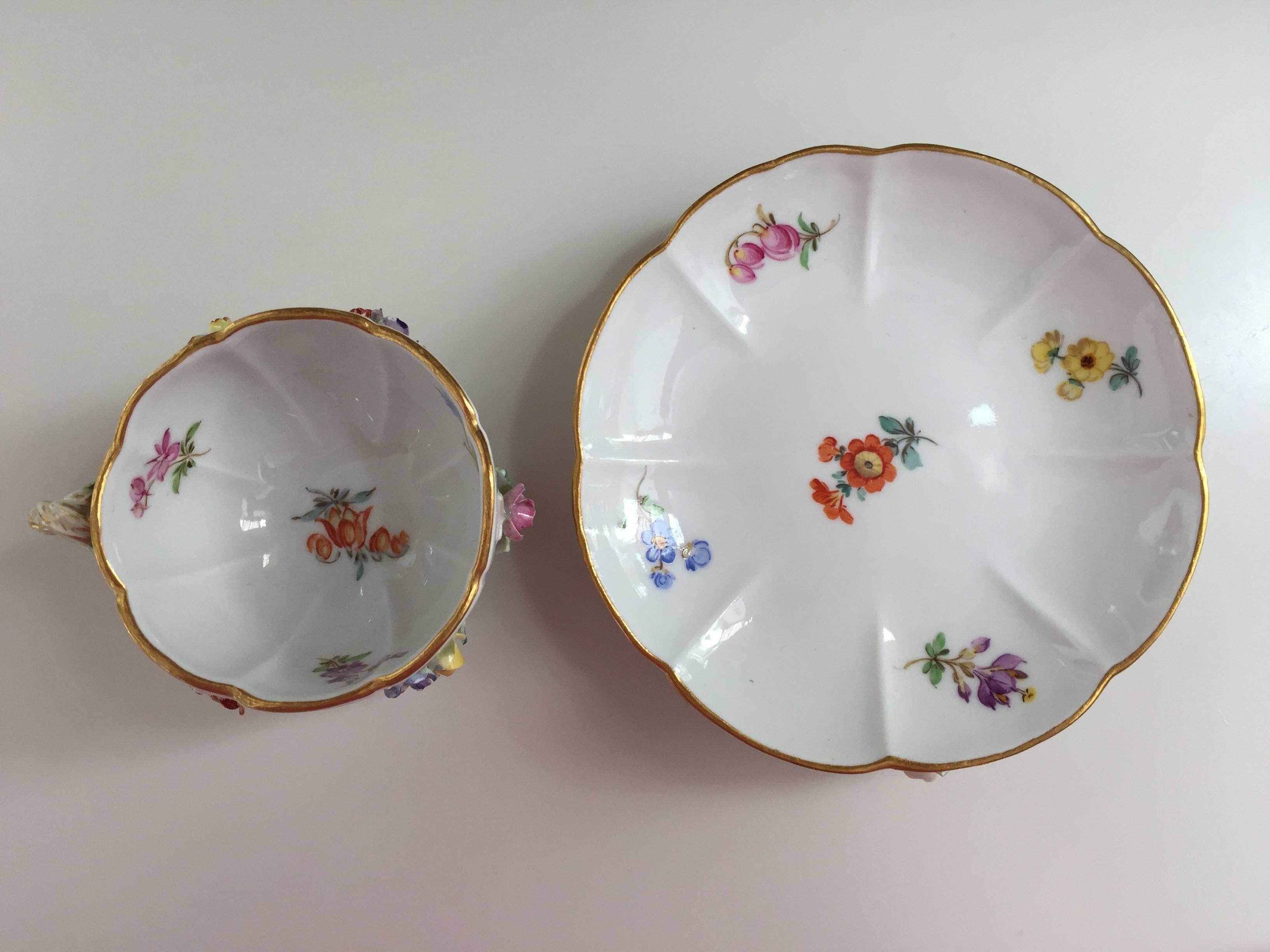 German 19th Century Meissen Cup and Saucer For Sale