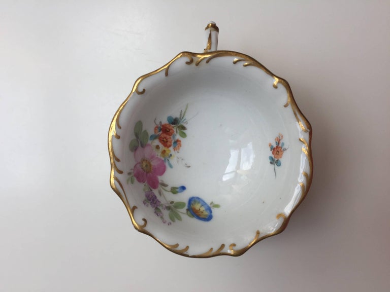 Porcelain Late 19th Century Meissen Cake Plate Cup and Saucer For Sale