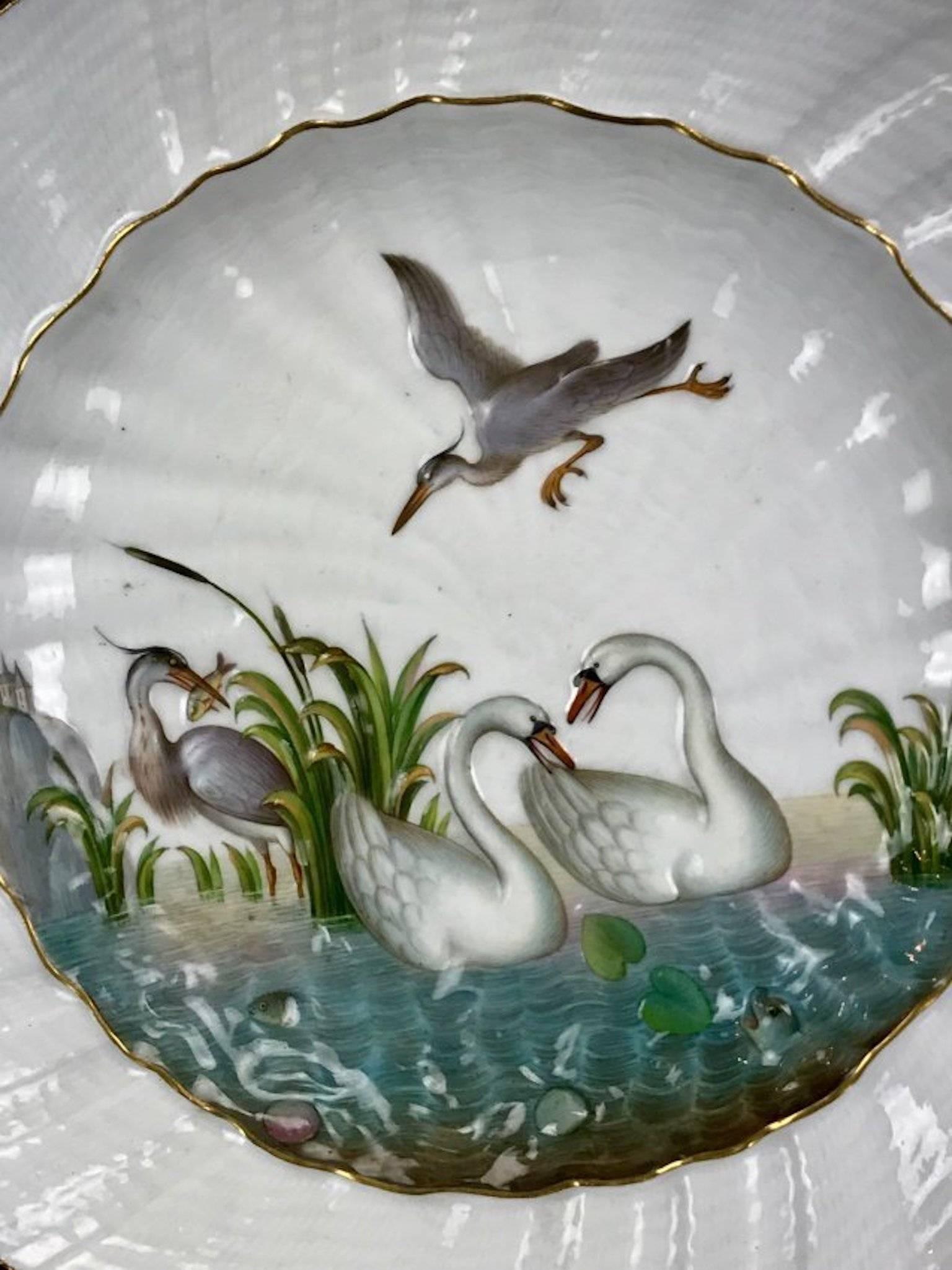 19th century swan pattern Meissen plate.