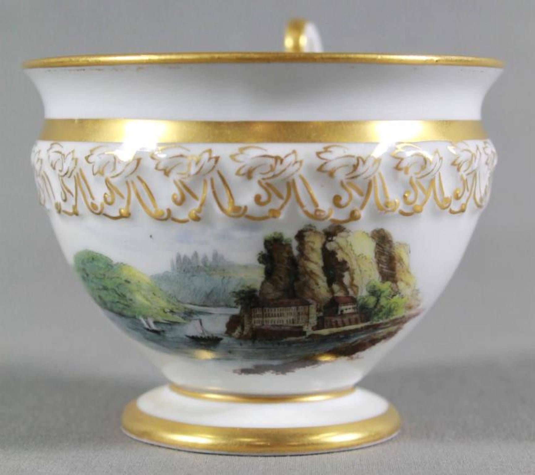 Gilt 19th Century Meissen Cup and Saucer For Sale