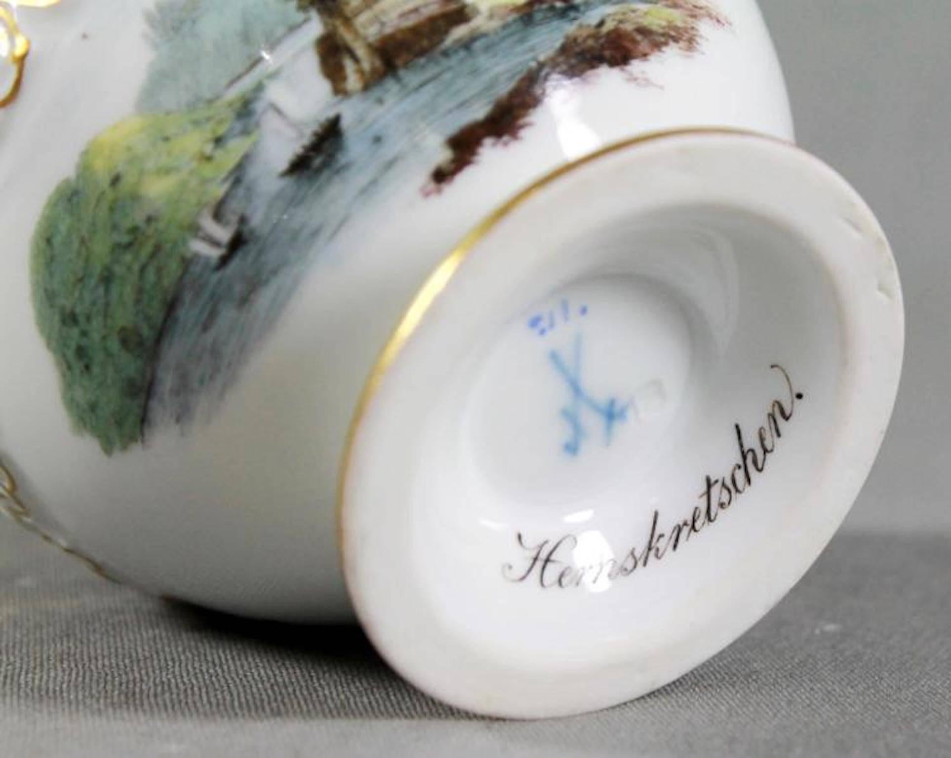 19th Century Meissen Cup and Saucer In Excellent Condition For Sale In Washington Crossing, PA