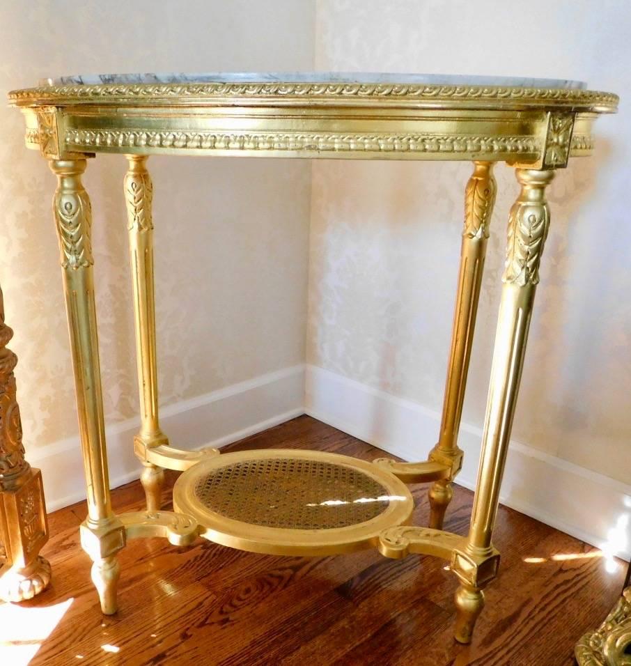 French 19th Century Louis XVI Style Oval Giltwood Center Table For Sale