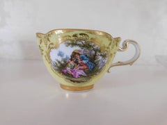 19th Century Meissen Porcelain Quarter Foil Canary Yellow Cup and Saucer