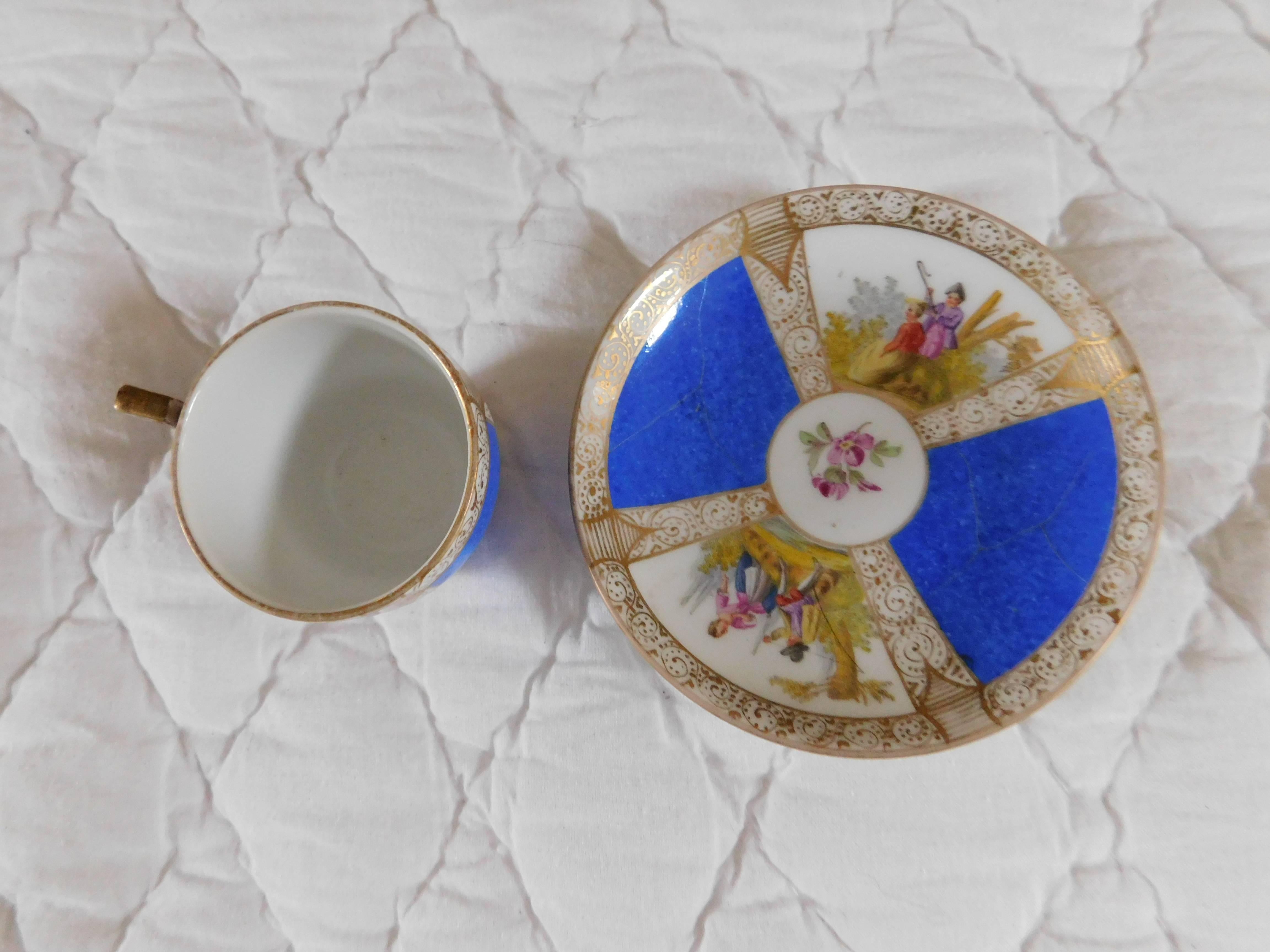 19th Century Meissen Porcelain Cup and Saucer For Sale 2