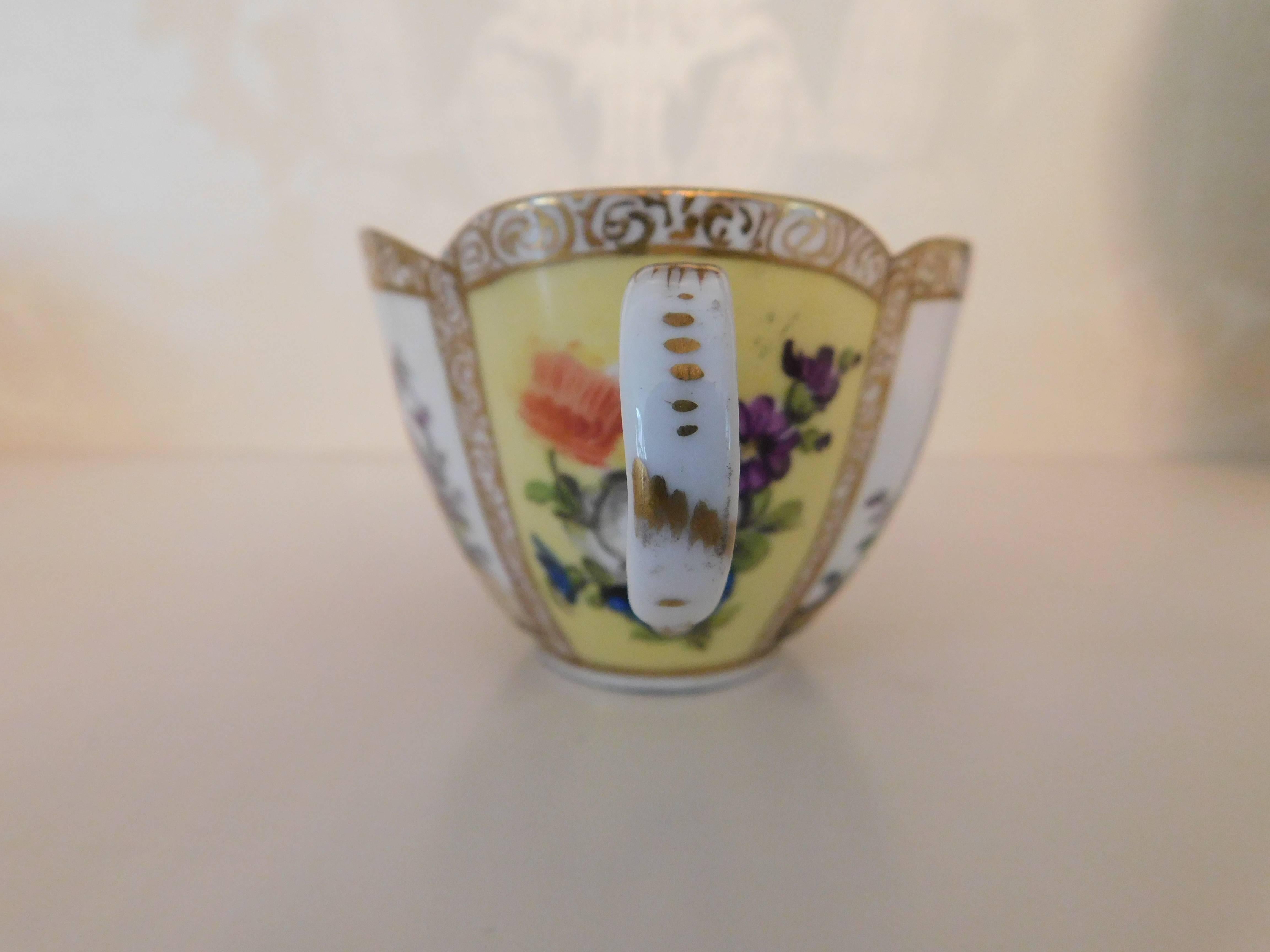 19th Century, Meissen Porcelain Quatrefoil Cup and Saucer In Good Condition In Washington Crossing, PA