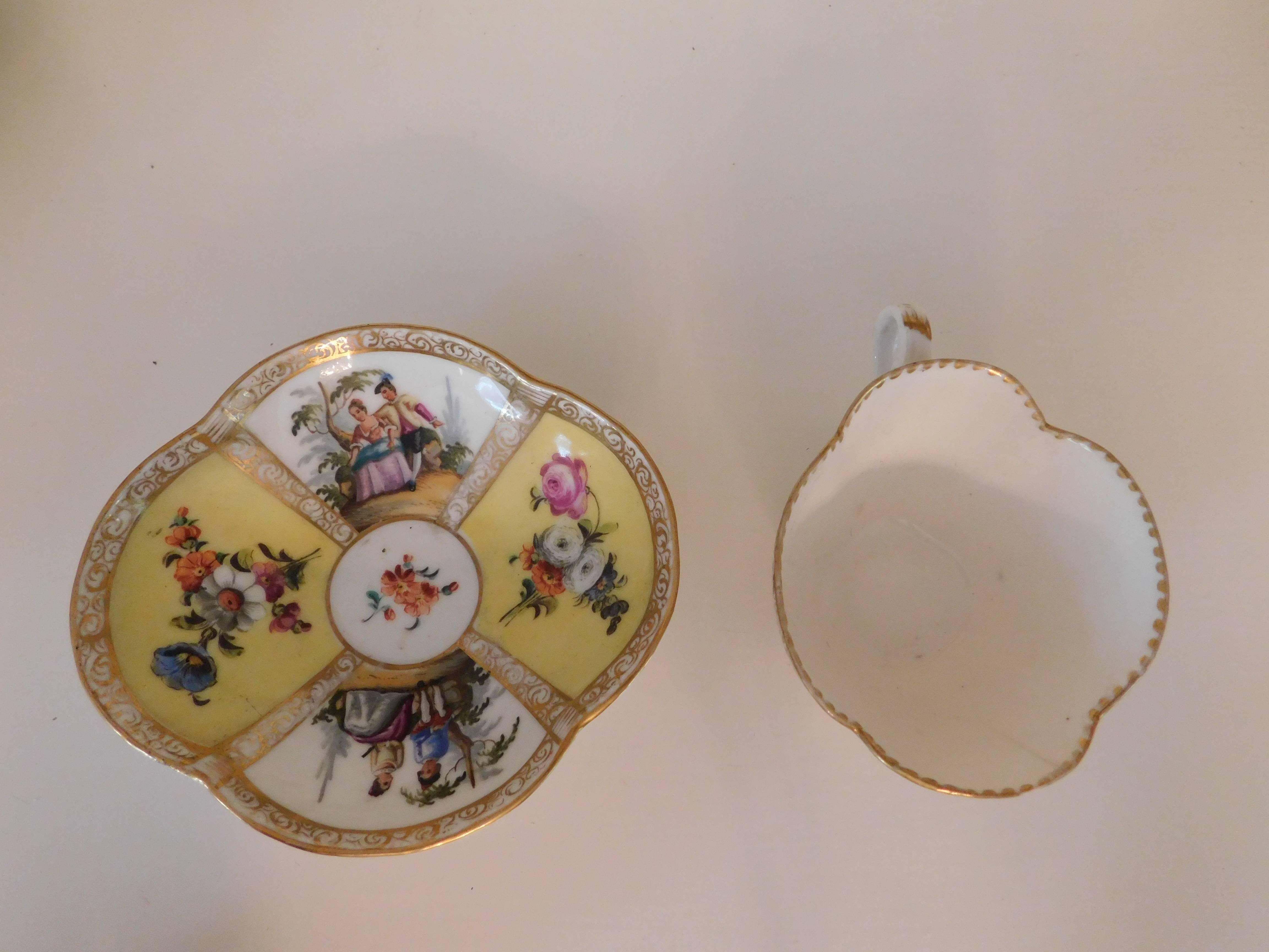 19th Century, Meissen Porcelain Quatrefoil Cup and Saucer 3