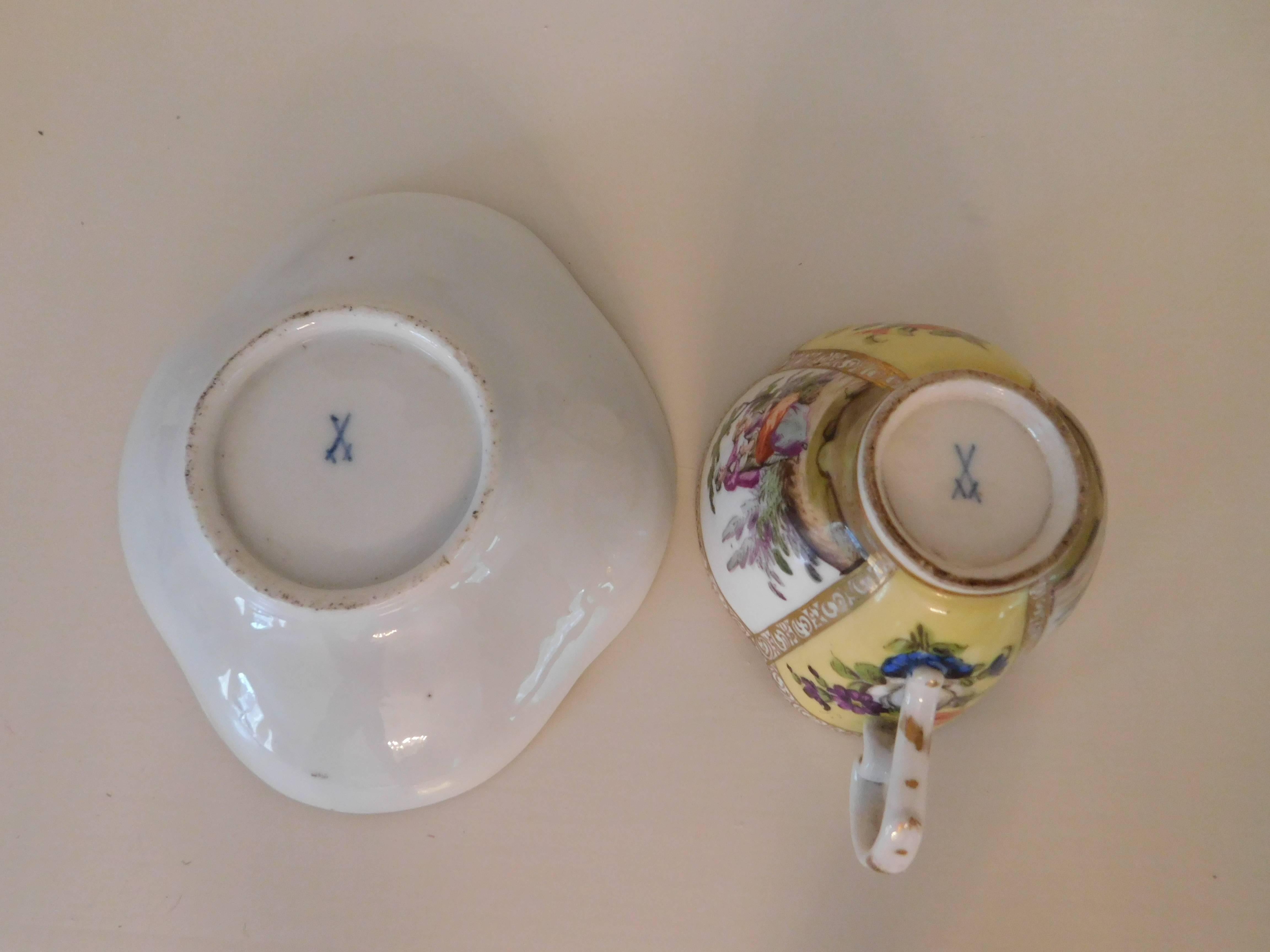 19th Century, Meissen Porcelain Quatrefoil Cup and Saucer 4