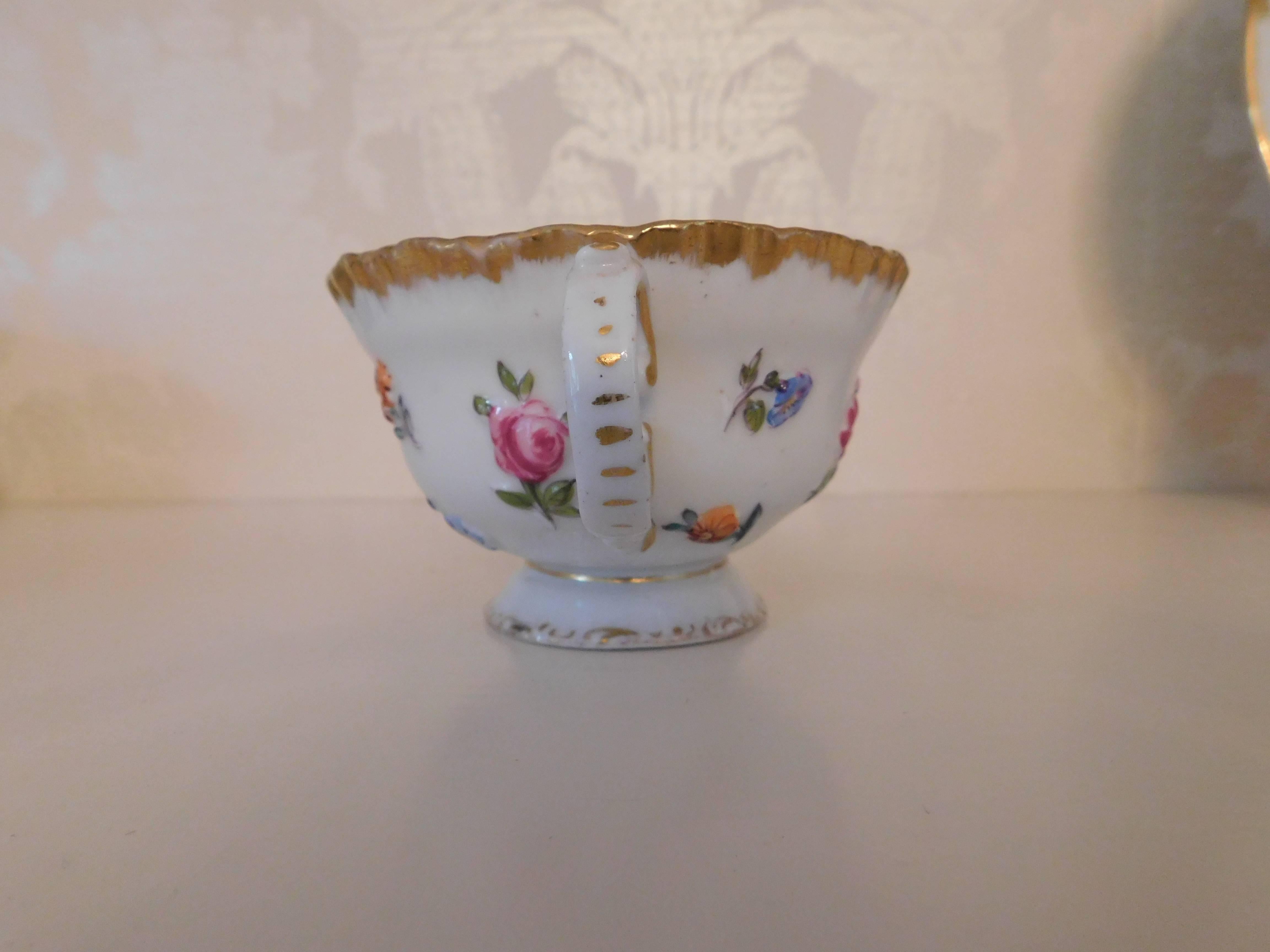 German 19th Century Meissen Porcelain Cup and Saucer For Sale