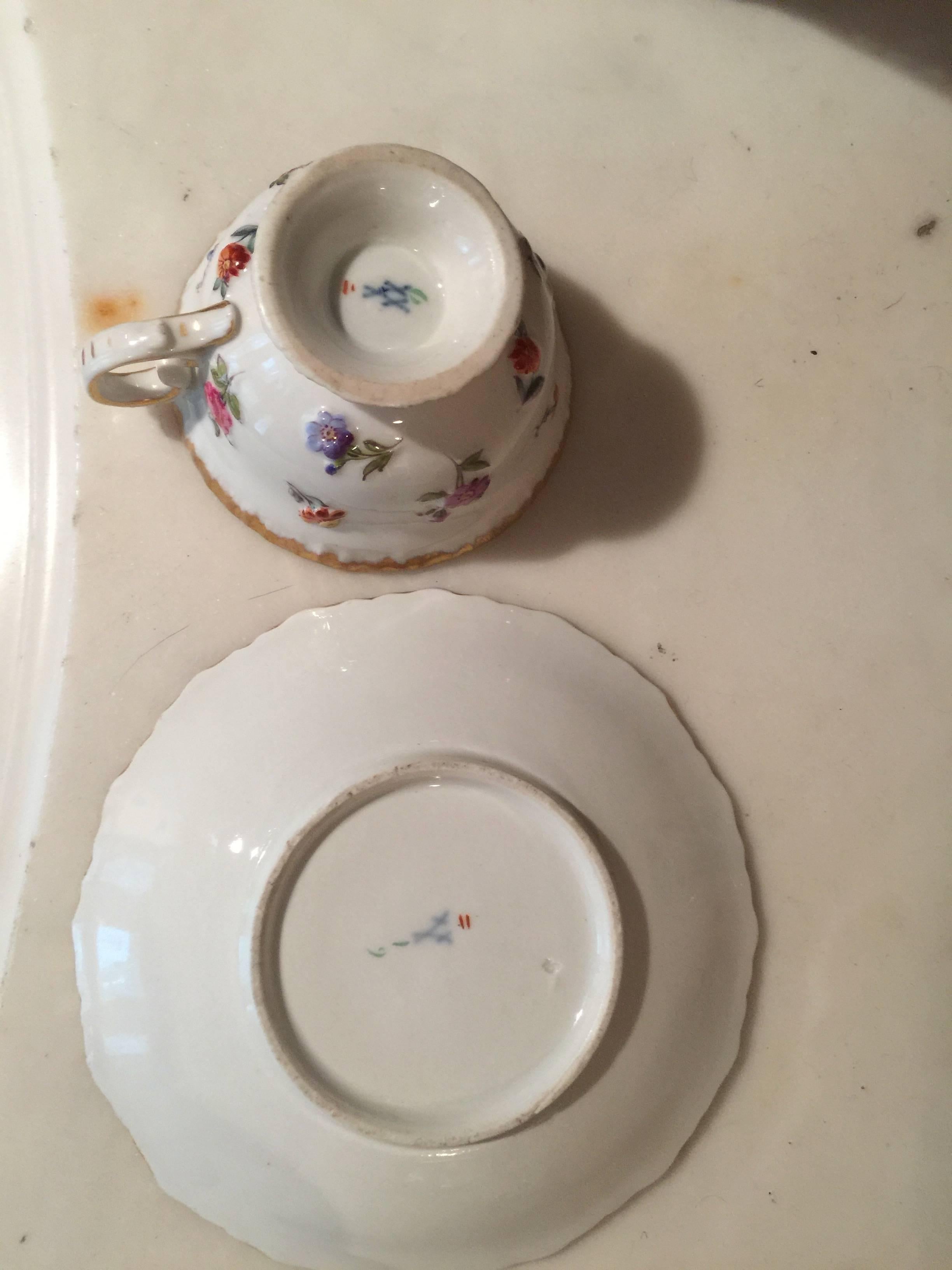 19th Century Meissen Porcelain Cup and Saucer For Sale 3