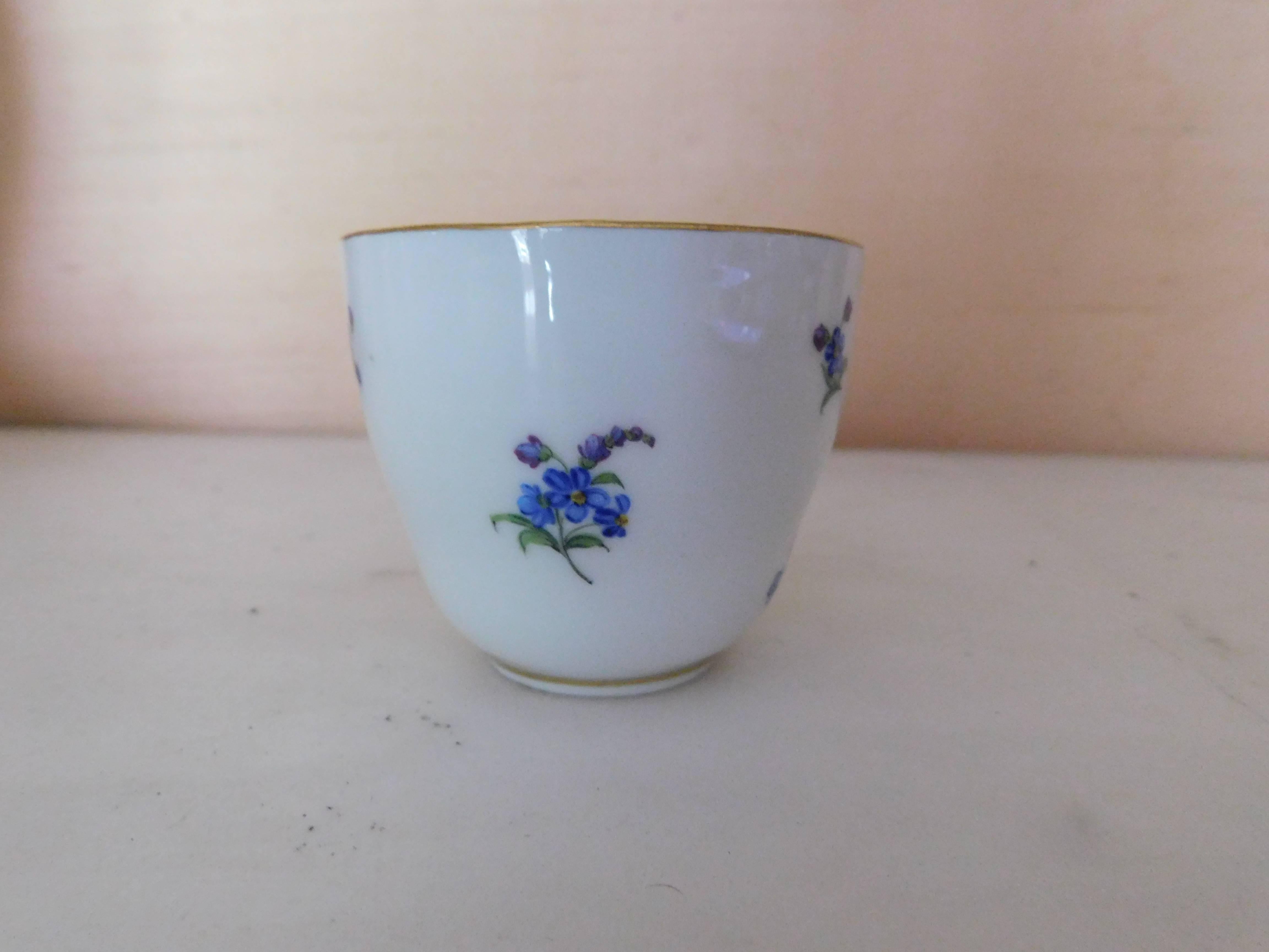 Early 19th Century Meissen Porcelain Blue Flower Demitasse Cup and Saucer 1