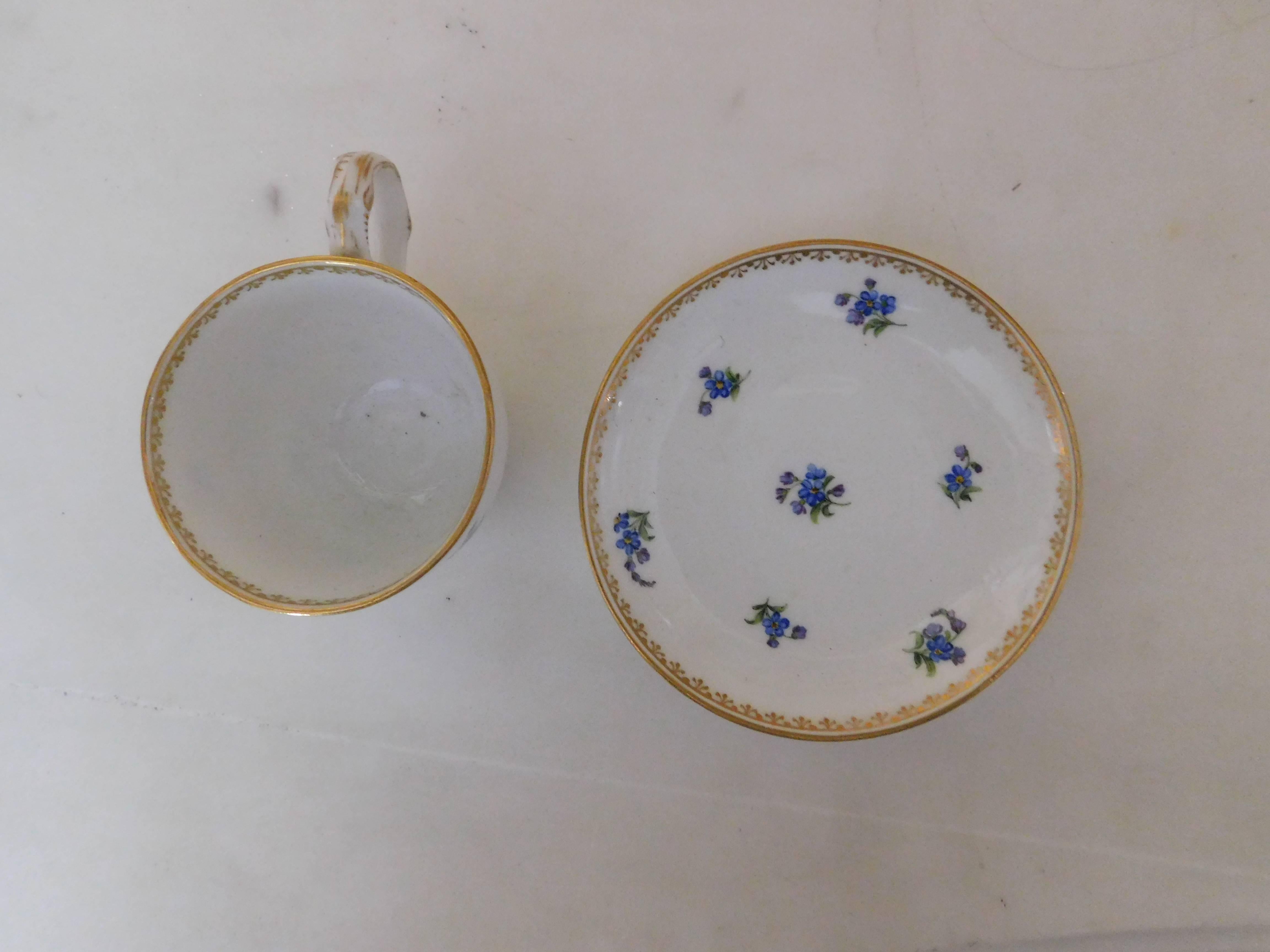 Early 19th Century Meissen Porcelain Blue Flower Demitasse Cup and Saucer 2