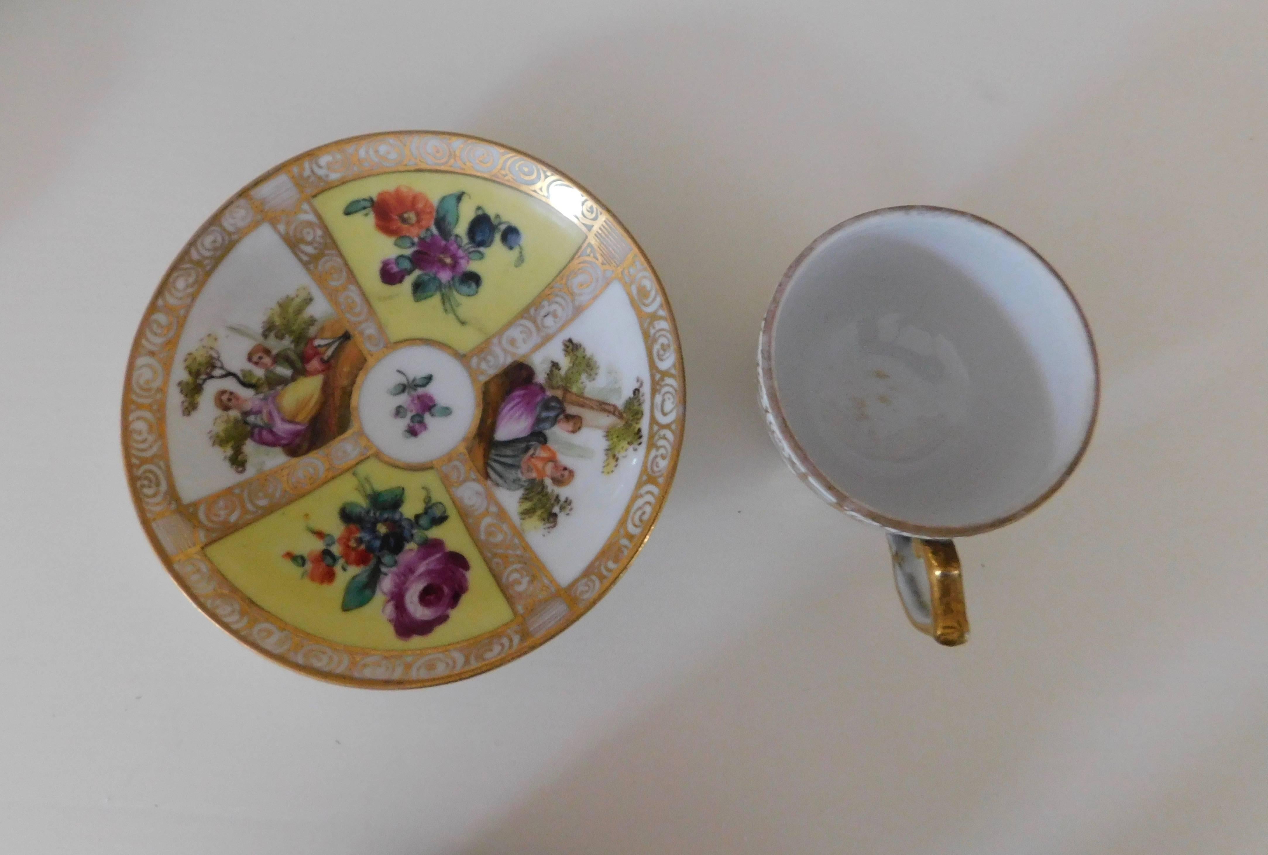 19th Century Meissen Porcelain Chocolate Cup, Lid and Saucer 1