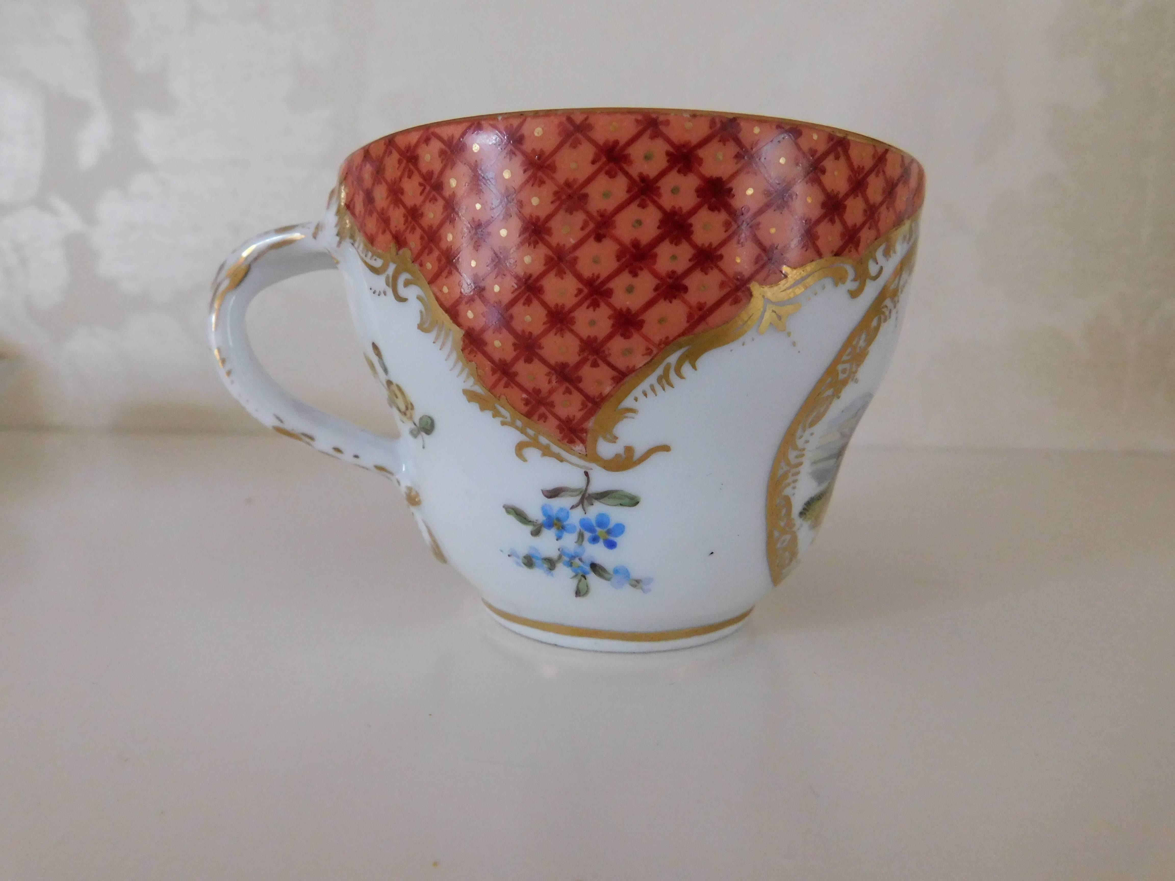 Gilt 19th Century, Meissen Porcelain Cup and Saucer For Sale