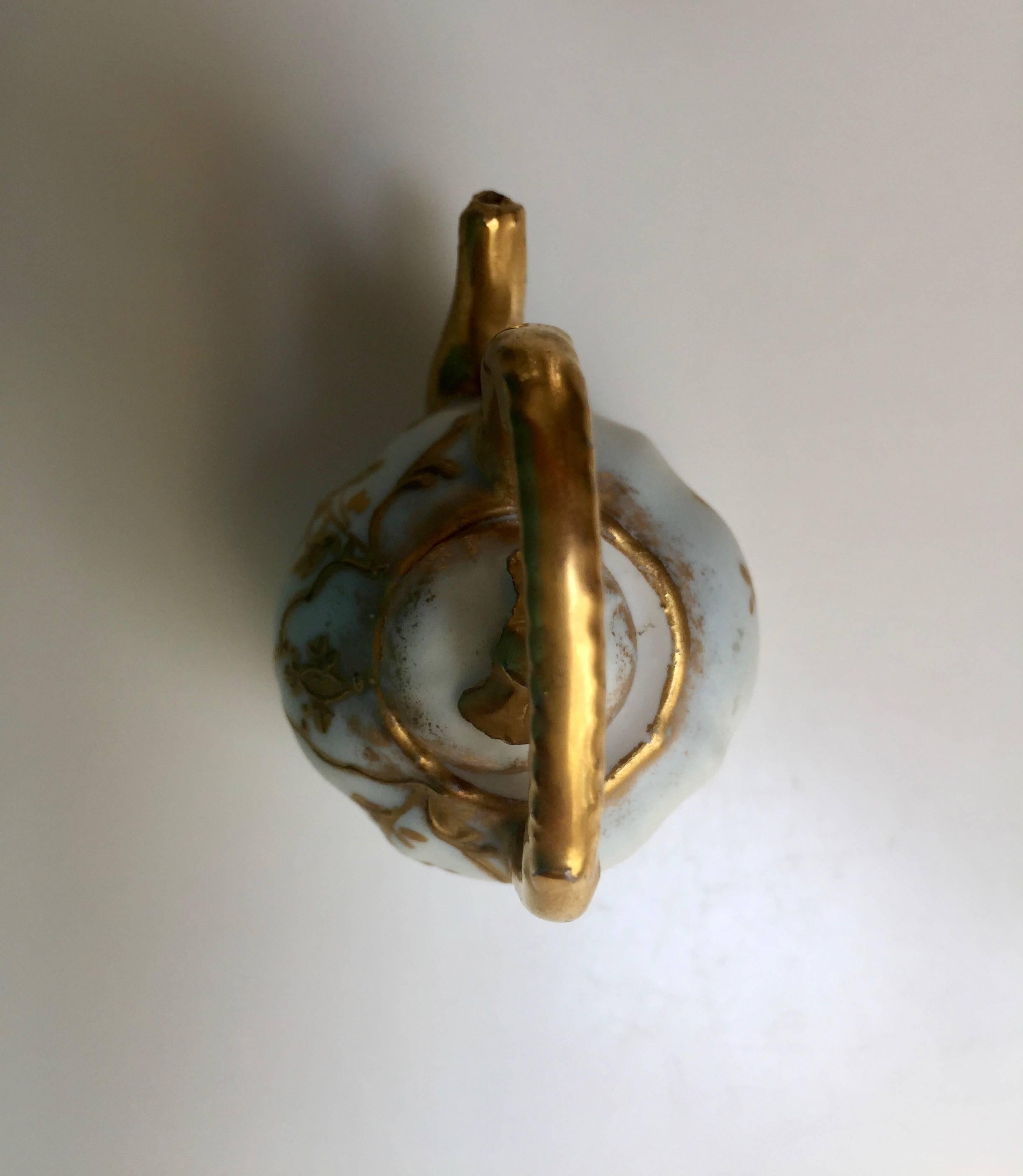 Gilt 19th Century Elite Limoges France Miniature Hand-Painted Teapot