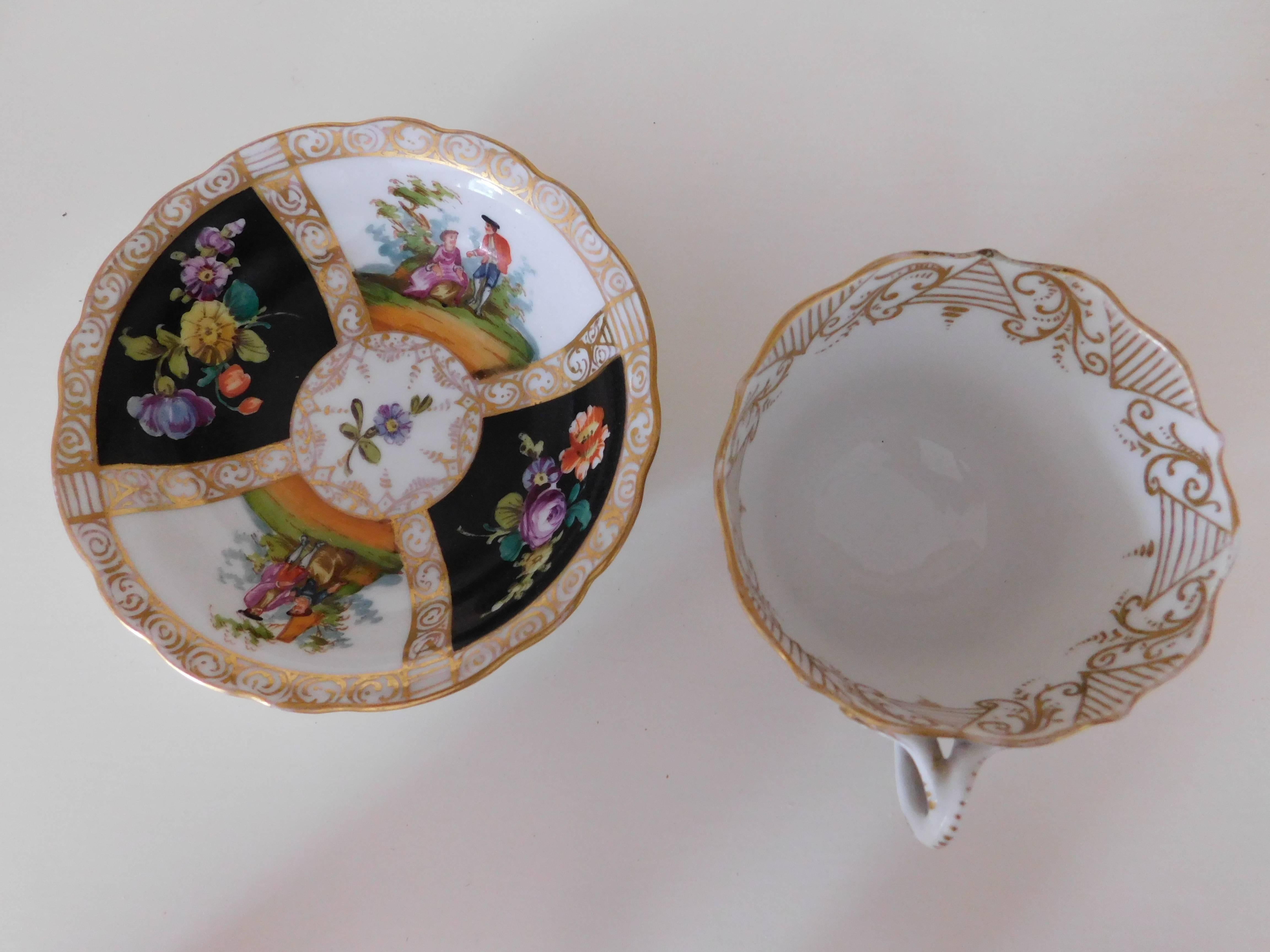 19th Century Meissen Porcelain Cup and Saucer, circa 1850 For Sale 2