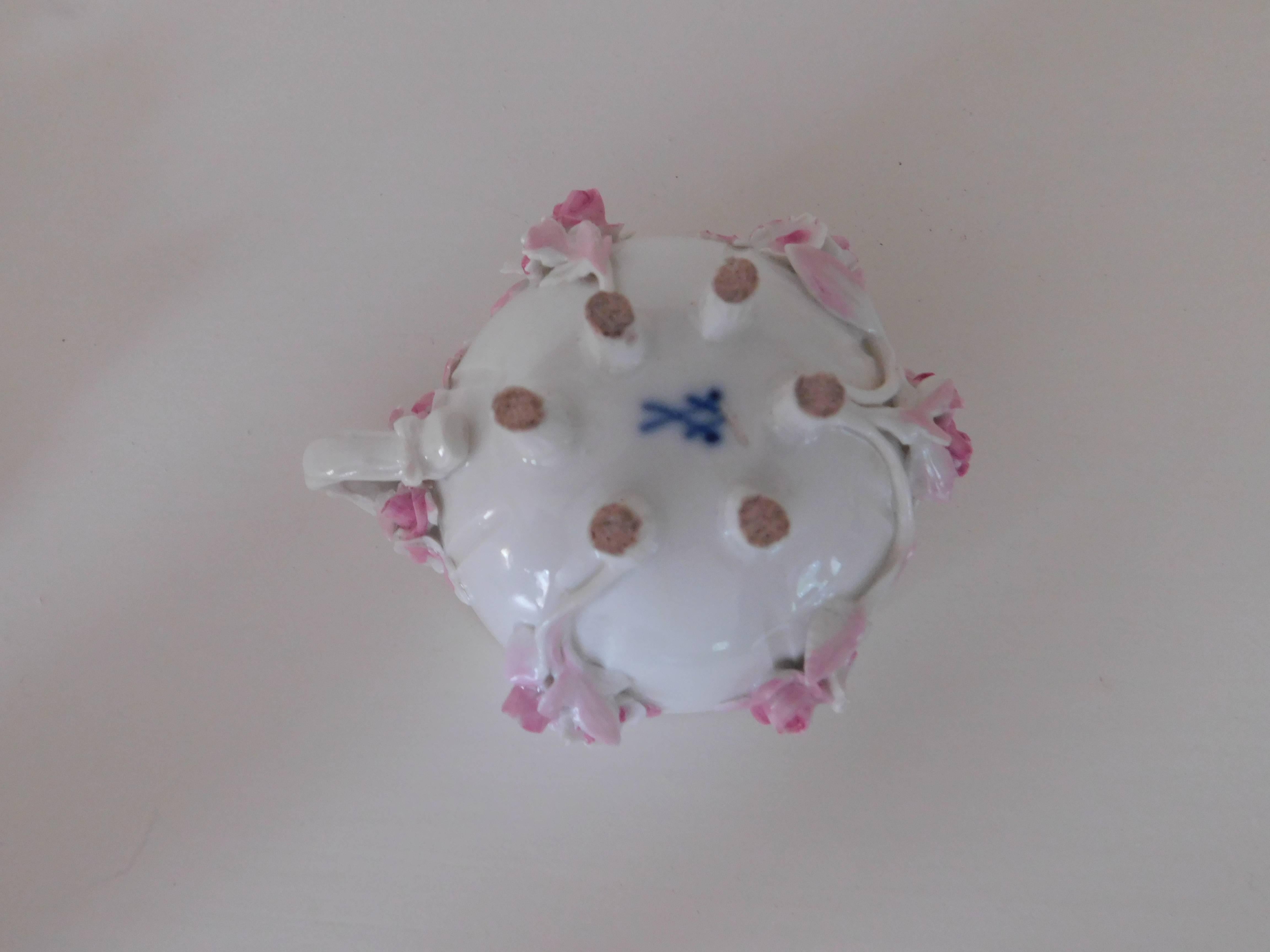 19th Century Meissen Porcelain Floral Teacup and Saucer For Sale 1