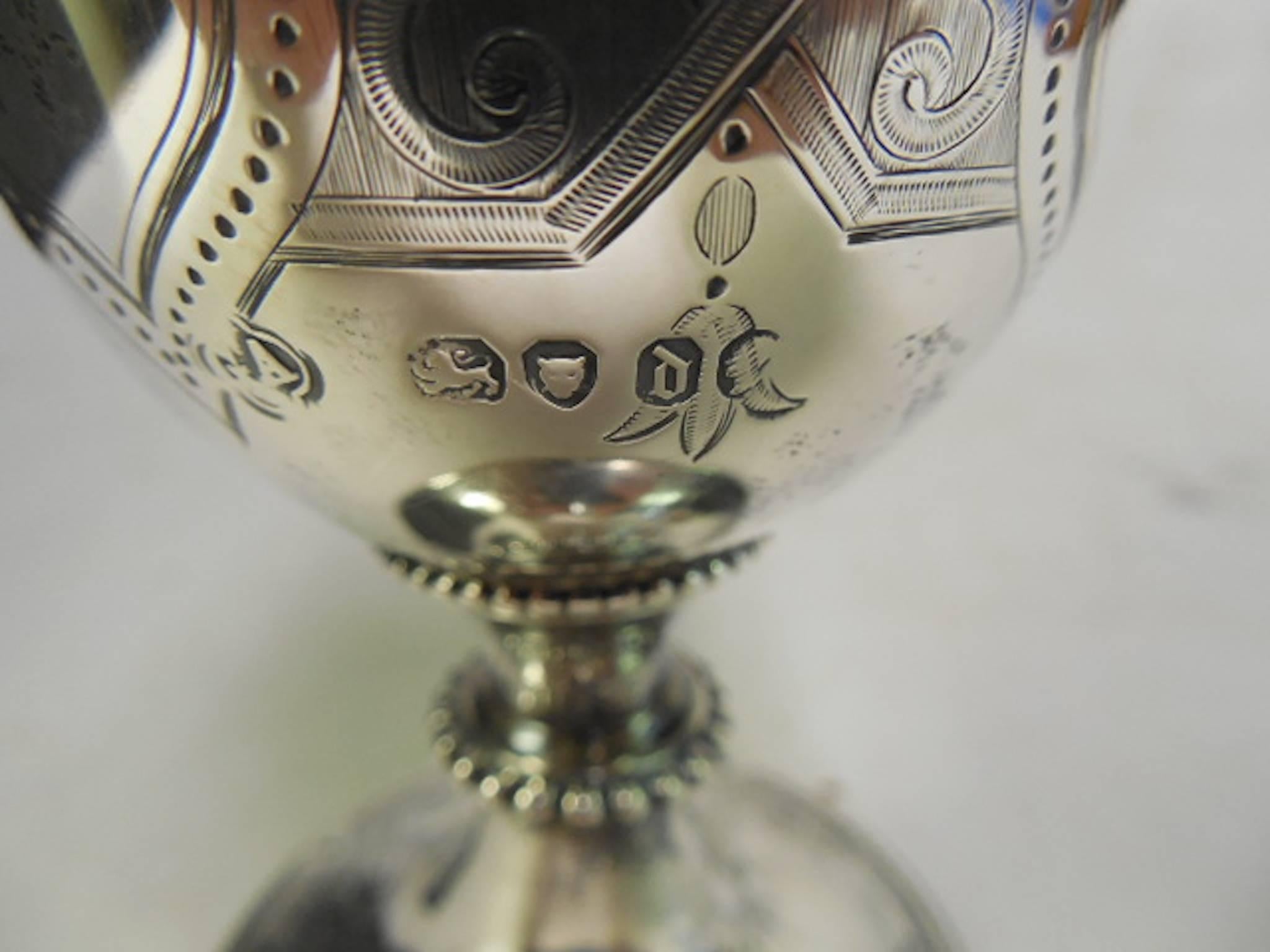 Etched George Angell, London, 1859 Sterling Goblet