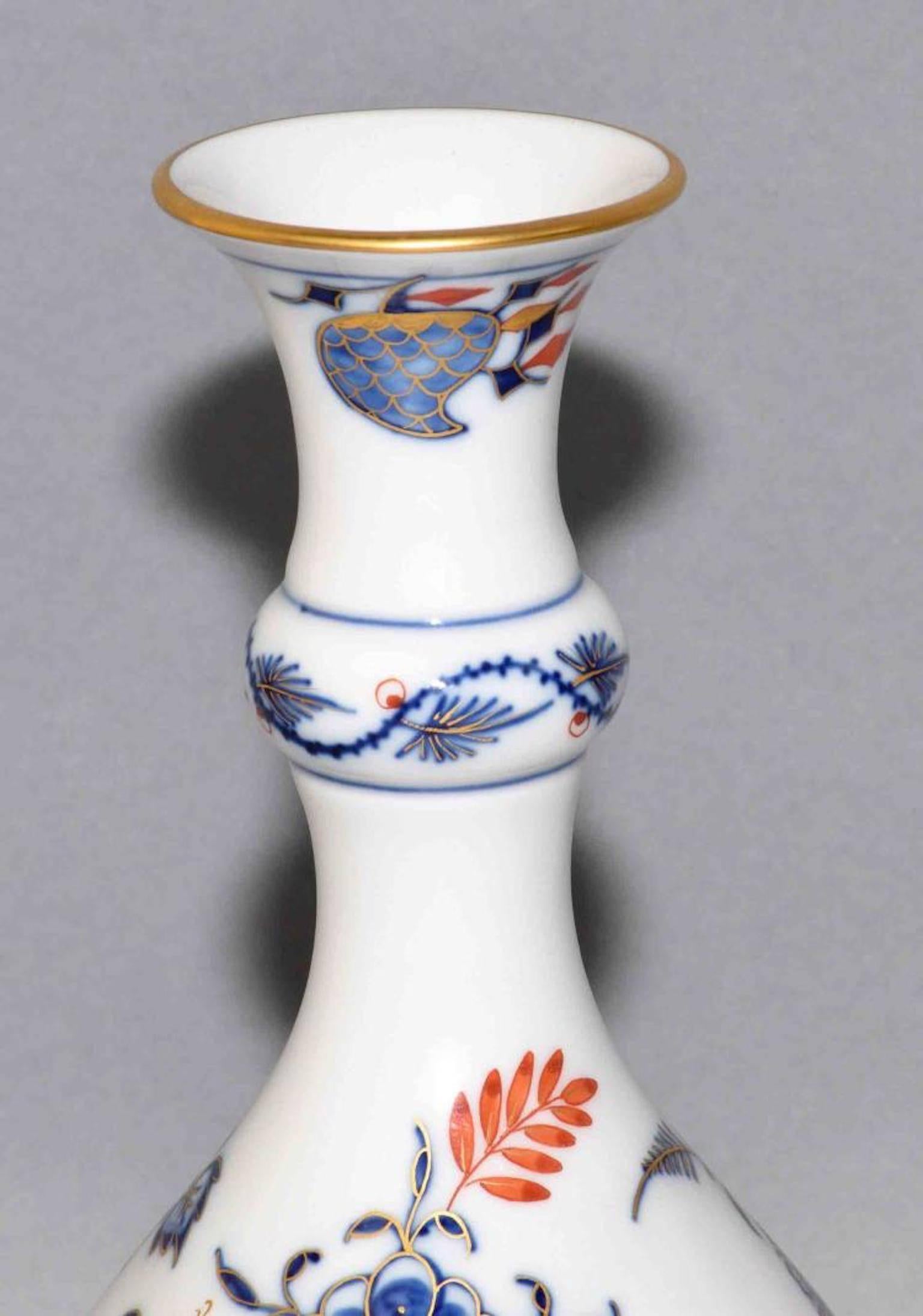 German 19th Century Meissen Porcelain Floral Design Bottle Vase