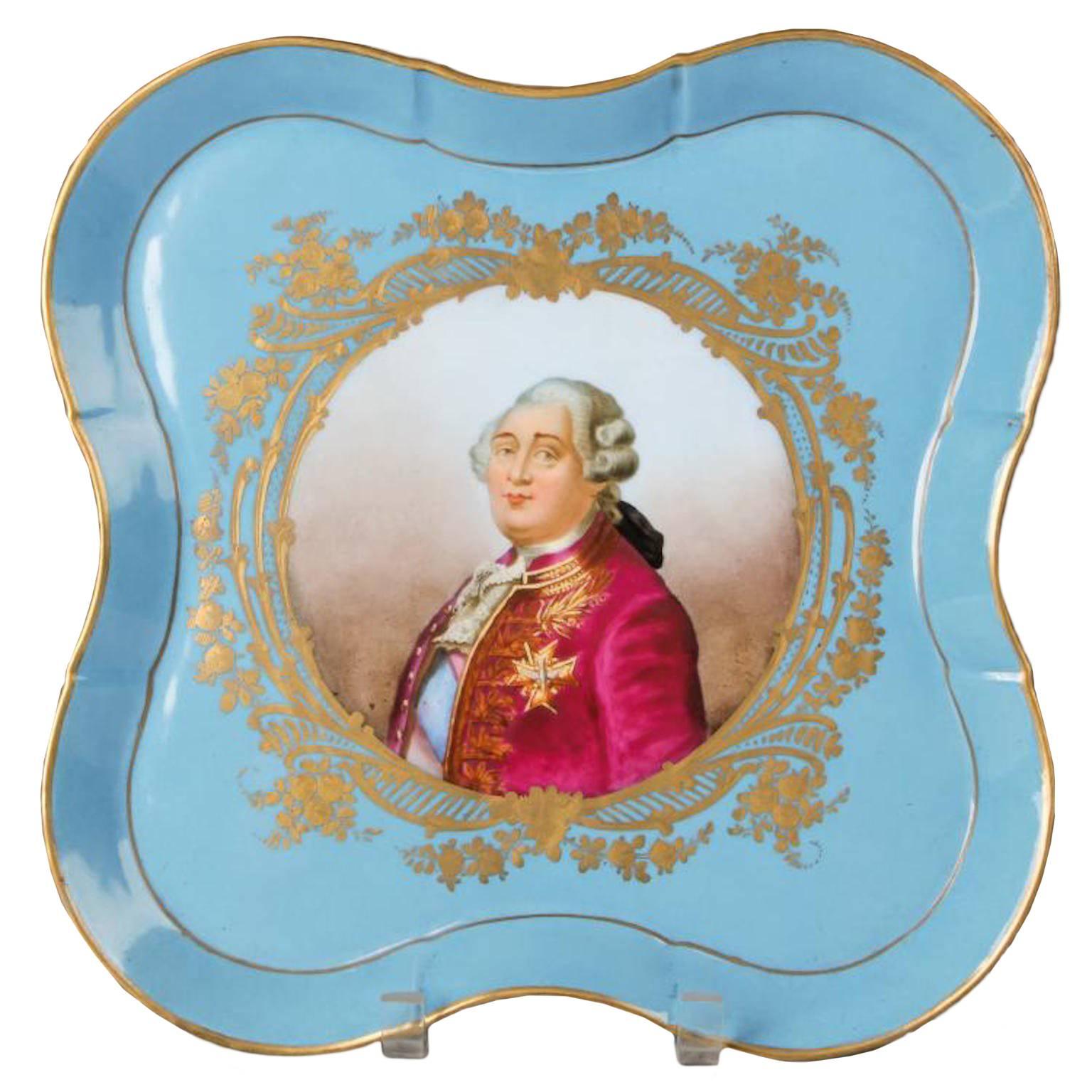 Antique Sèvres Louis XVI Hand-Painted Porcelain Tray Platter For Sale
