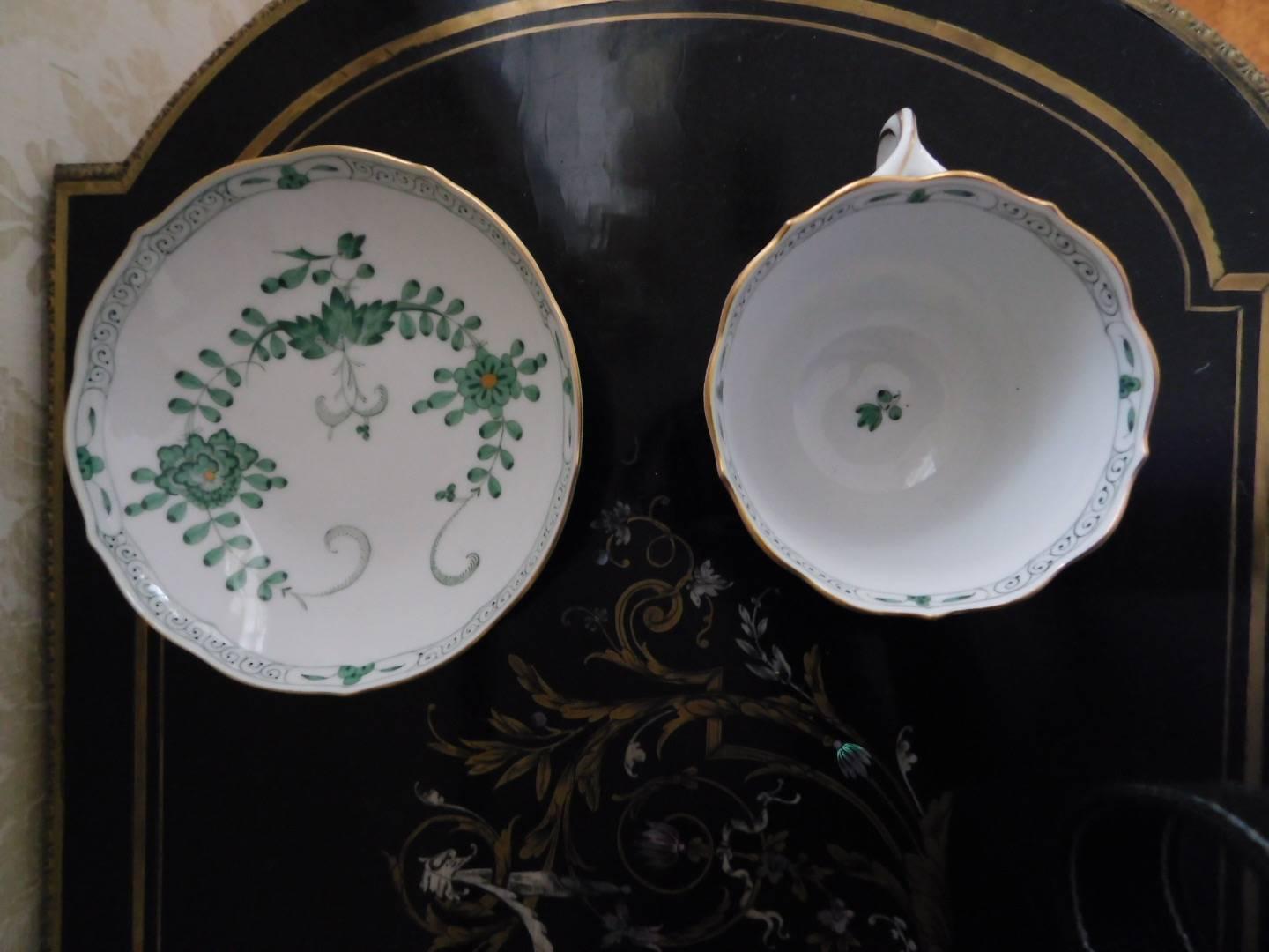 Meissen porcelain green dragon cup and saucer
Saucer measures 5.5 diameter.