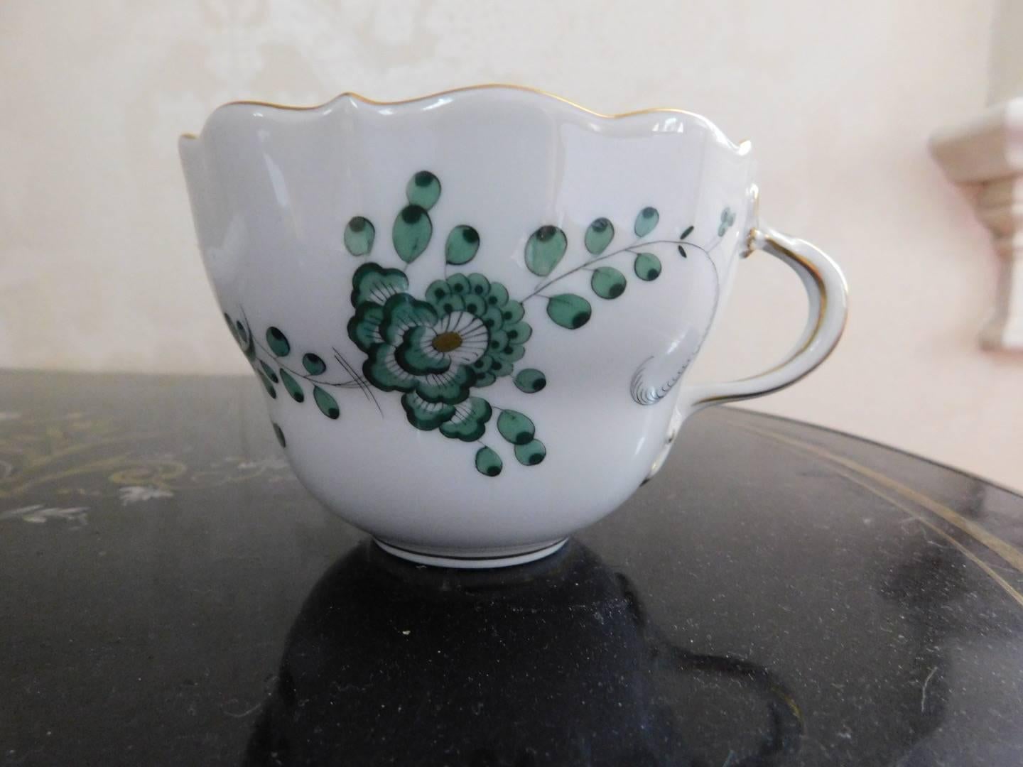 Meissen Green Dragon Demitasse Cup and Saucer For Sale 2