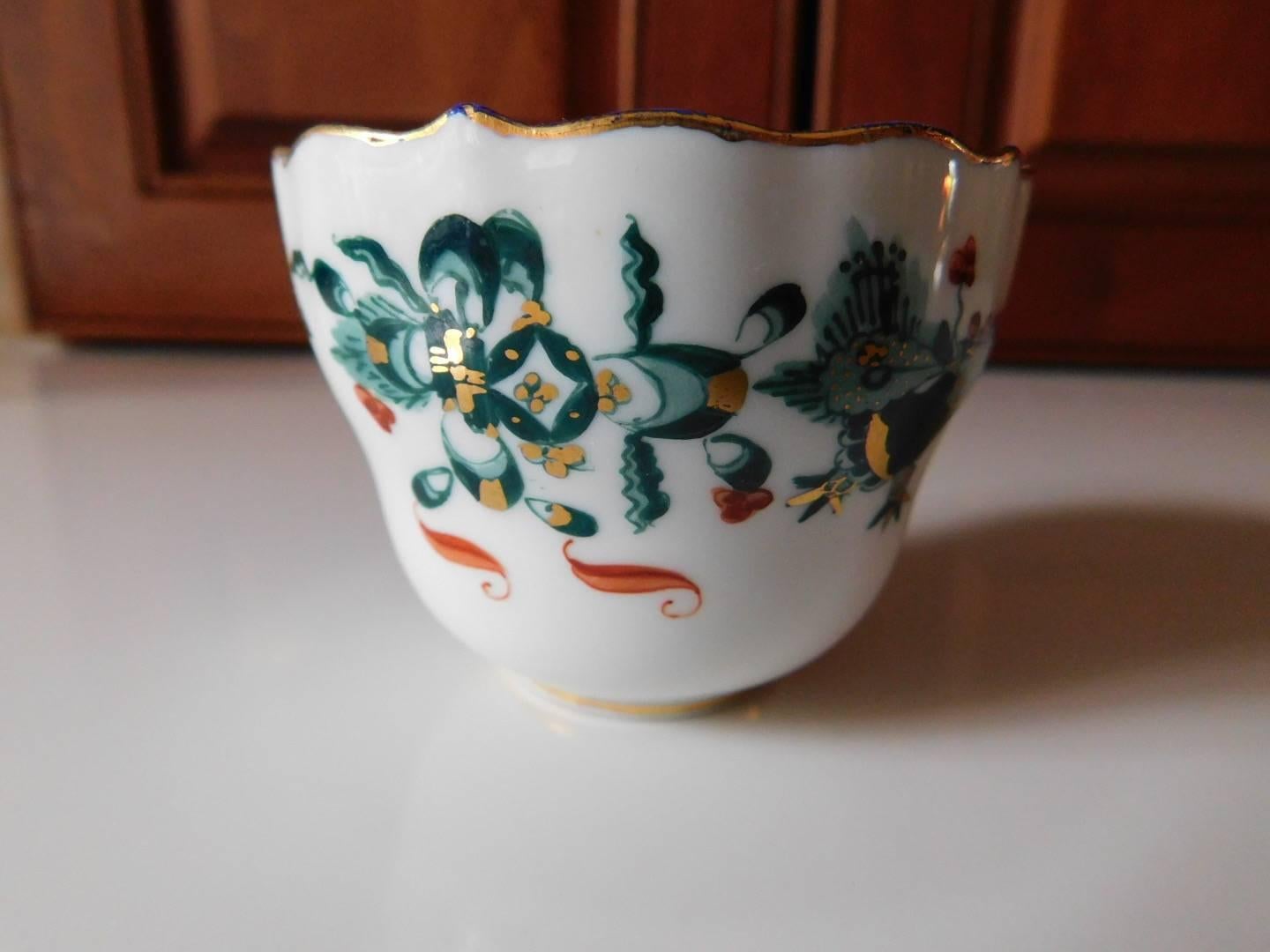 Meissen Porcelain Green Dragon Cup and Saucer In Good Condition In Washington Crossing, PA